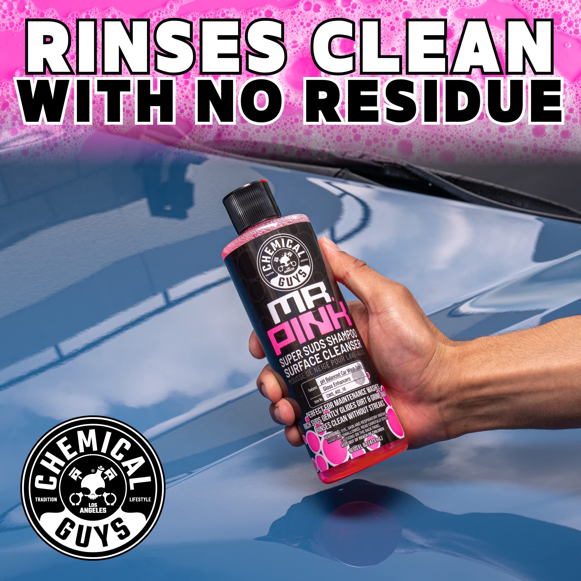 Chemical Guys Car Wash Soap Mr. Pink - 64 oz Super Suds Foaming Soap for Cannon, Blaster, or Bucket Washing - pH Balanced, Safe on Wax, Sealant, Ceramic, and Clear Coat Finishes