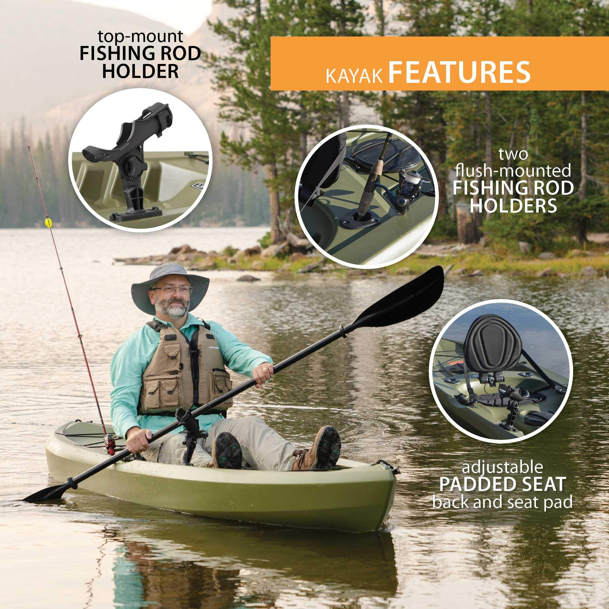 Tamarack Lifetime Angler Sit-On-Top Kayak, Olive, 120"