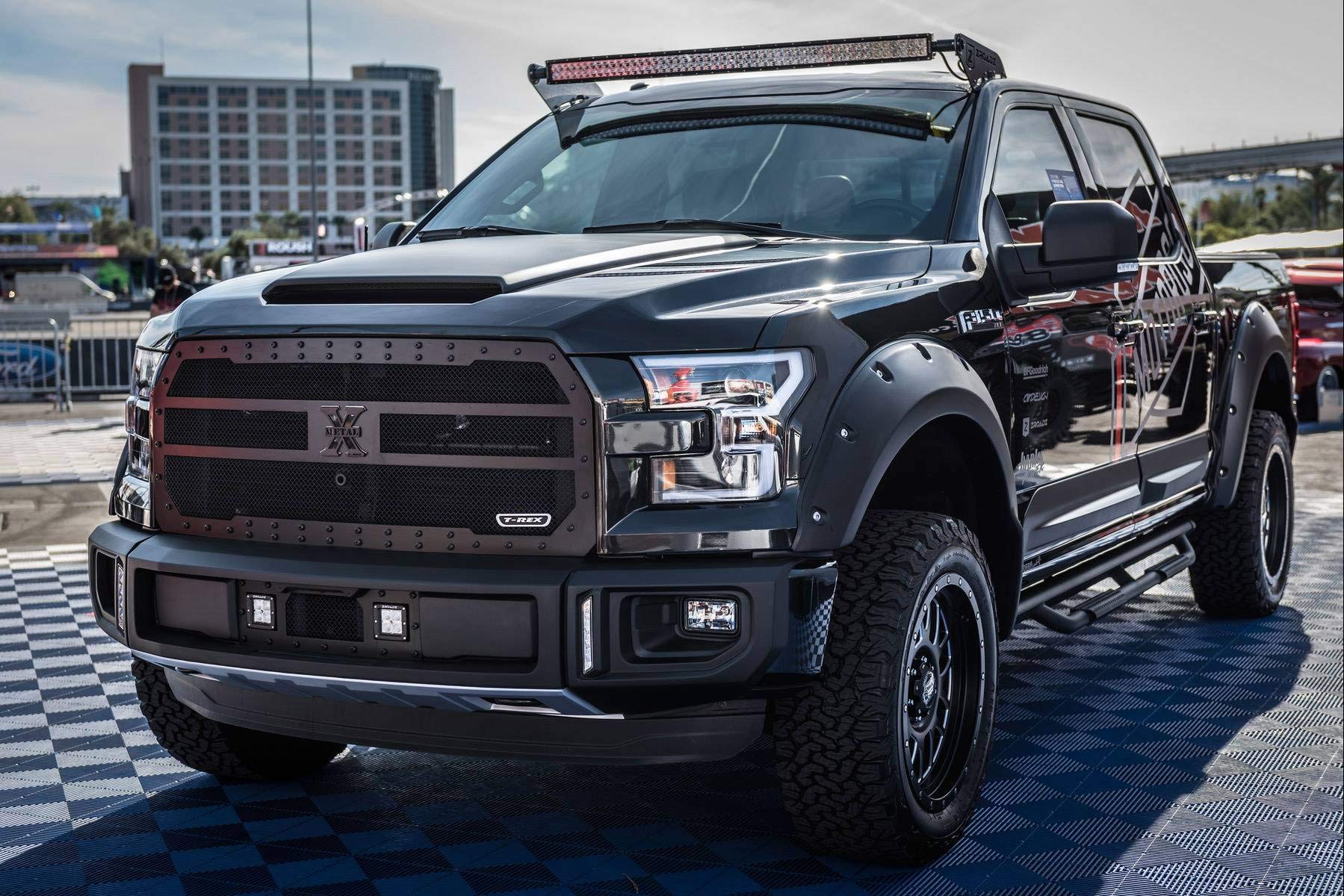 ZROADZ LED Mounting Bracket Front Roof - Compatible w/ 2015-2020 ALL Ford F-150 - to Mount (1) 50 Inch ZROADZ or similar style Curved LED Light Bar (Not Included) - PN Z335731, Black