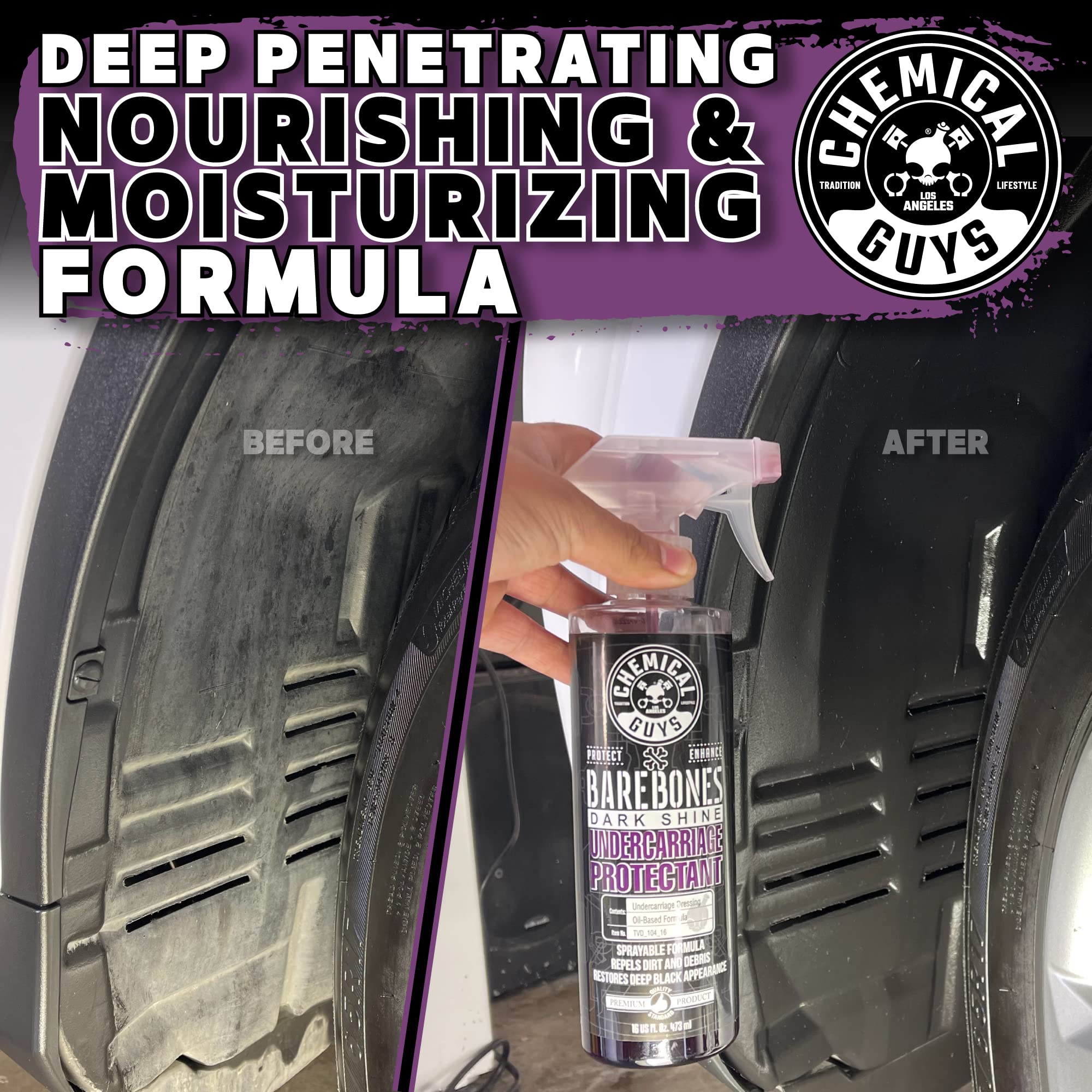 Chemical Guys Bare Bones TVD_104_16 Premium Dark Shine Spray for Undercarriage, Tires and Trim, Safe for Cars, Trucks, Motorcycles, RVs & More, 16 fl oz