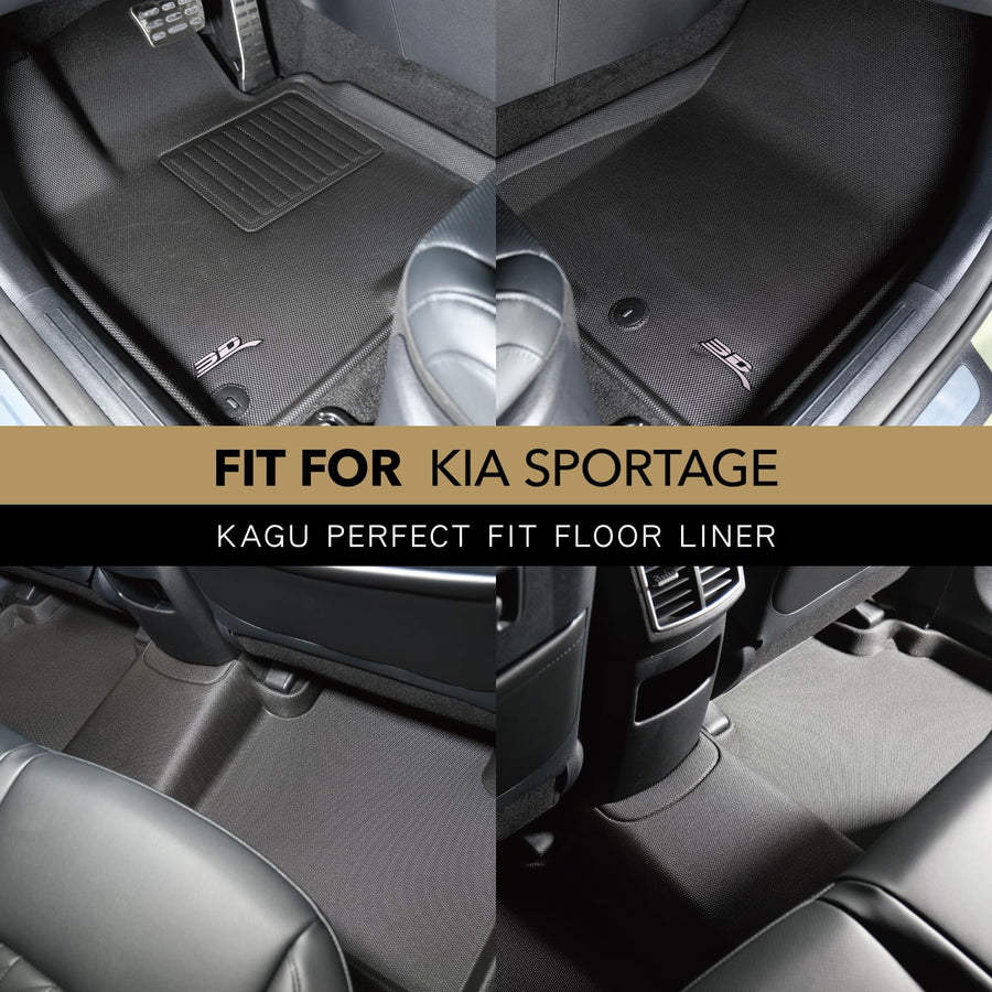 Kagu Floor Mat 3D MAXpider Custom Fit (Black) Compatible with Kia Sportage Hybrid 2023-2026 - Full Set