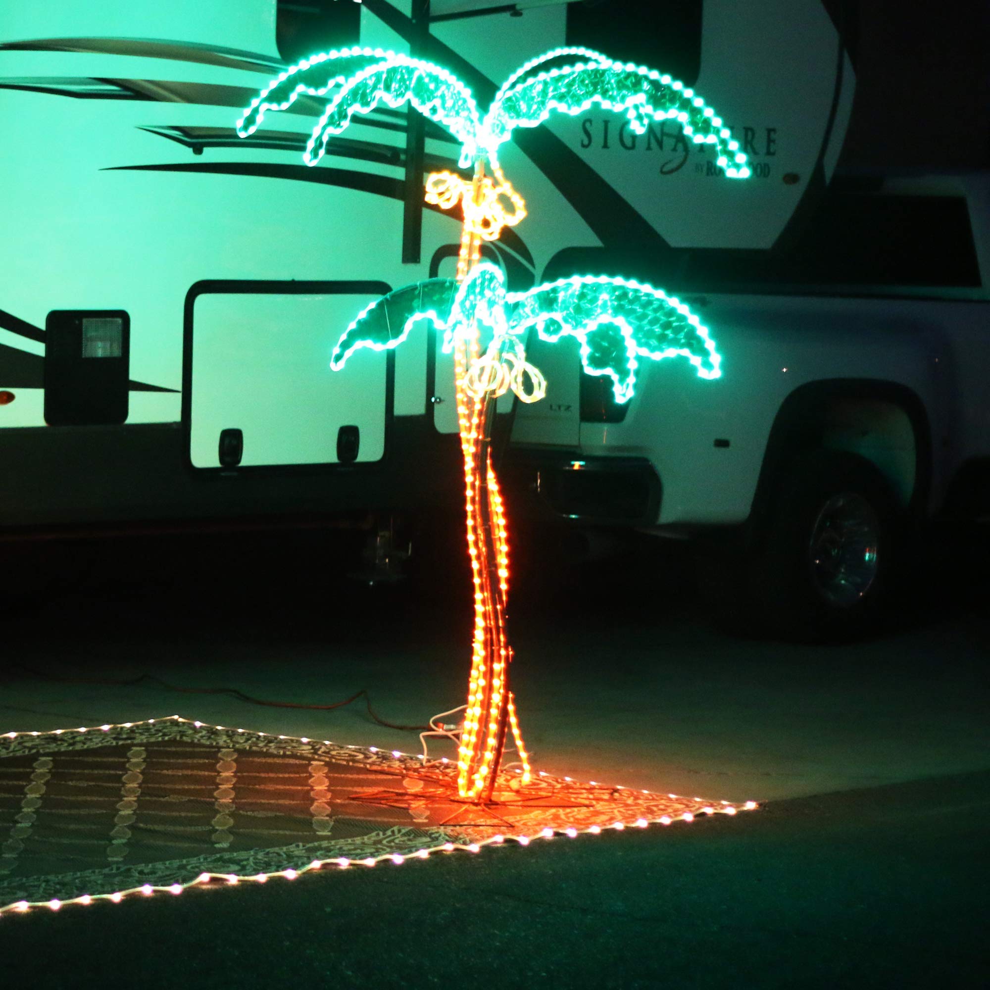 LongLife Green 7-Feet Decorative Palm Tree Light - with Coconuts Super Bright LED Rope Light for Indoor and Outdoor Use