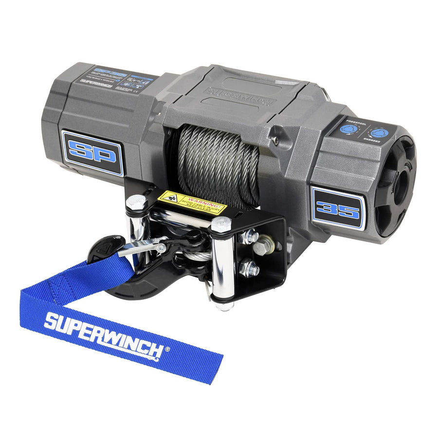 SP 35, SUPERWINCH 3500 lb Capacity, Roller Fairlead, 10 ft Remote, 7/32 in x 40 ft Steel Rope, 12V, Kit