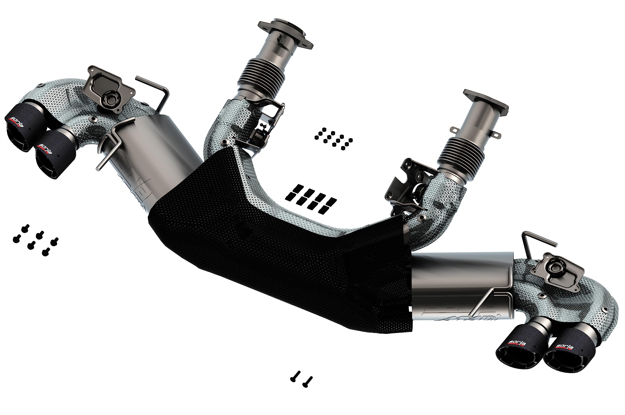 Borla 6.2L 2020 Chevrolet Corvette C8 ATAK Exhaust System Dual Round Angle Cut Carbon Fiber Tips - 140839CF