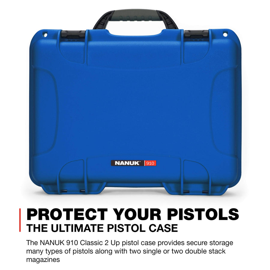 Nanuk Waterproof 2UP Classic Pistol Hard Case 910 - Blue (910-CLASG8)