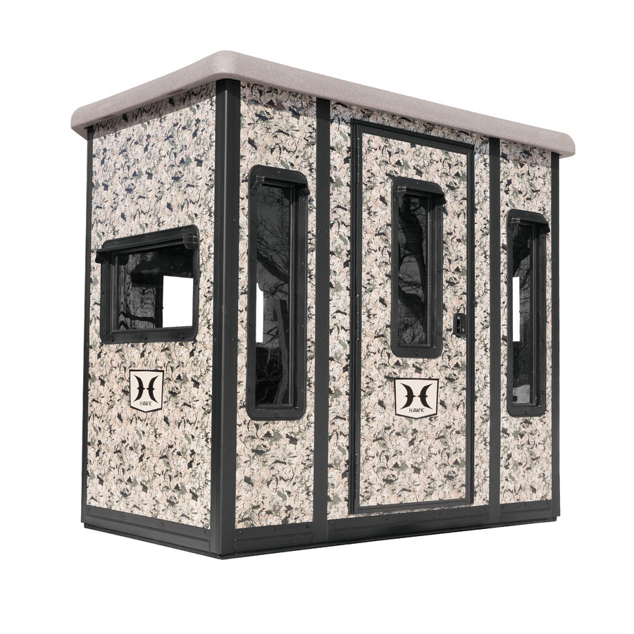Hawk 87" W x 69" D x 78" T Compound Hunting Assembled Insulated Steel Box Blind | Floor with Rubber Pad and Multiple One-Hand-Operable Windows | Blind Only