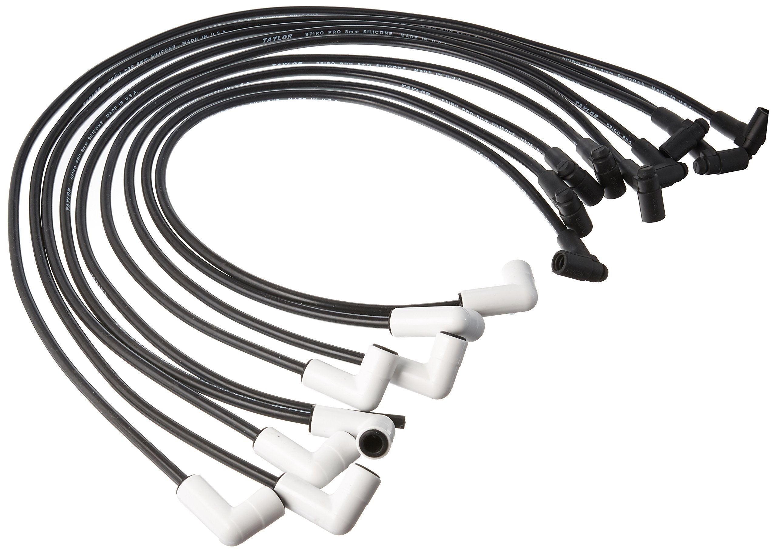 75030 Taylor Cable 8mm Spiro Pro White Ceramic Boot Race Fit Wire Set 90? Black