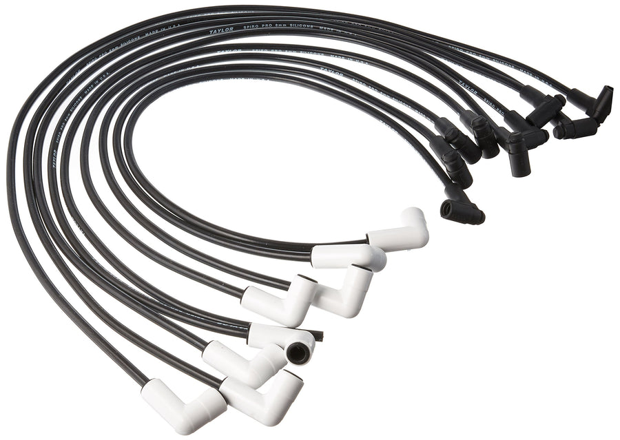 75030 Taylor Cable 8mm Spiro Pro White Ceramic Boot Race Fit Wire Set 90? Black