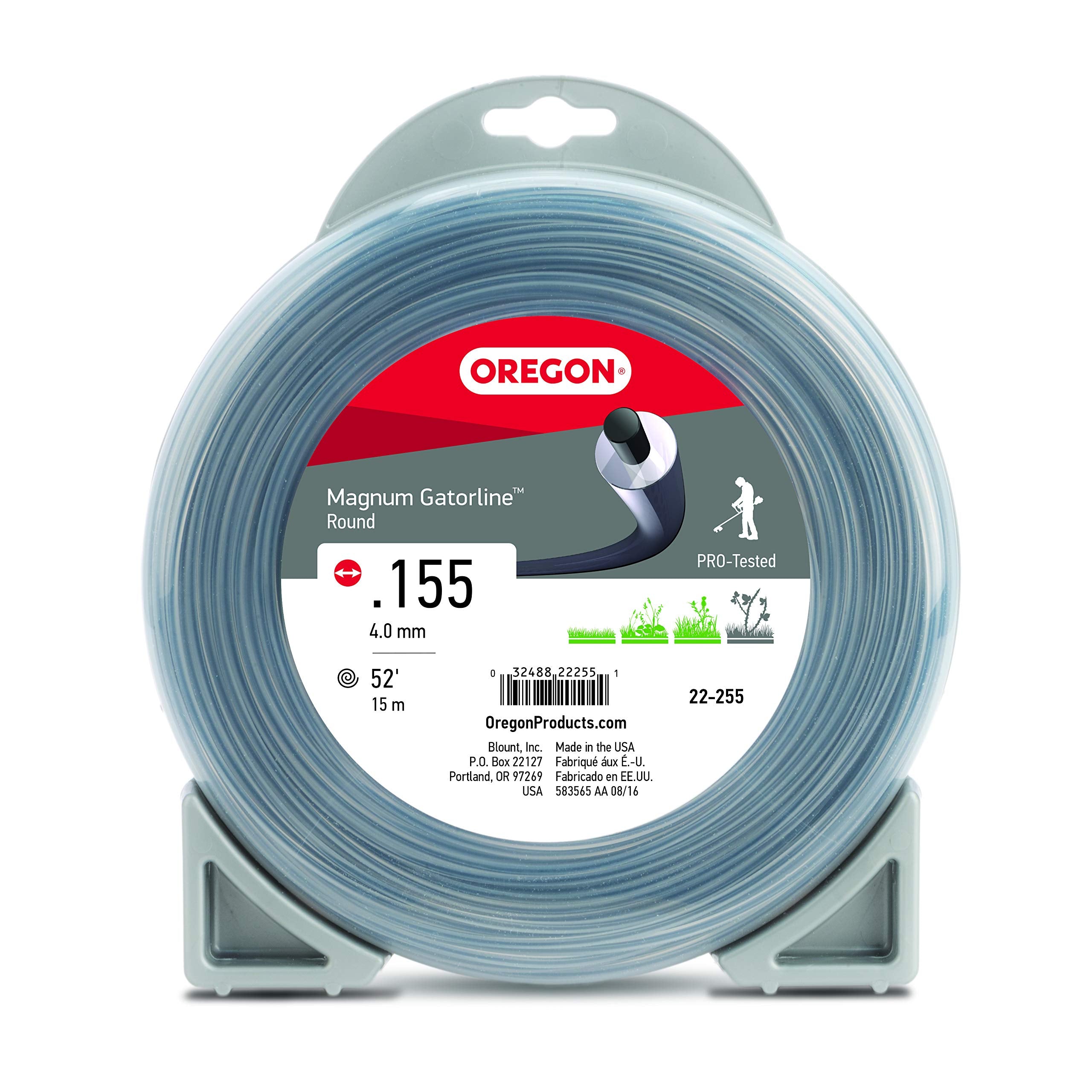 Oregon Heavy-Duty 22-255 Magnum Gatorline Round String Trimmer Line .155-Inch Diameter 1/2-Pound Donut