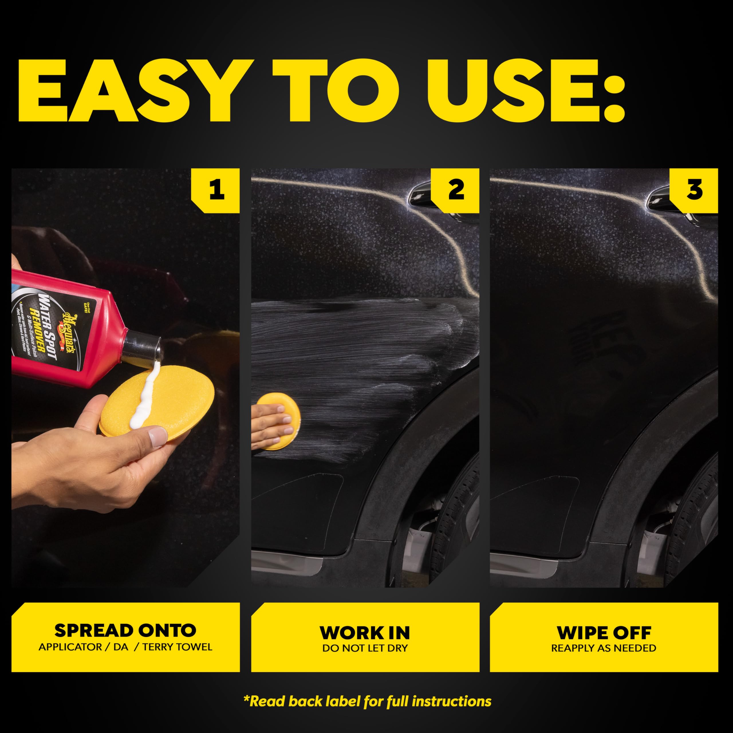 Meguiar's Heavy Duty Water Spot Remover, Water Spot Remover for Cars, Remove Water Stains and Polish Glossy Paint with a Versatile Clear Coat Safe Formula, 16 oz
