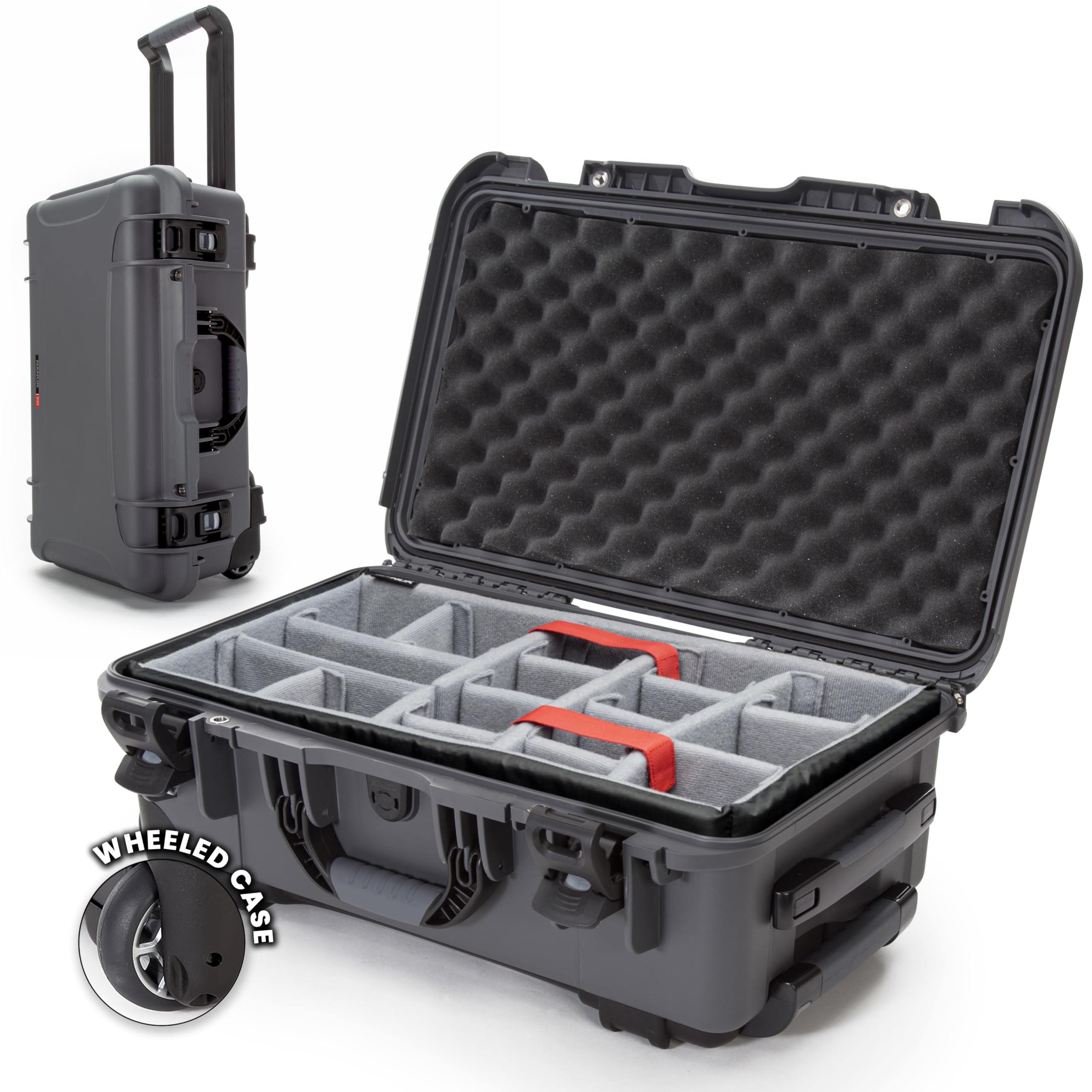 Hard Case NANUK 935 with Padded Divider – Waterproof Equipment Case with Wheels, 22” x 14” x 9” – Dustproof and Impact Resistant, Airline Carry-On Approved – Graphite