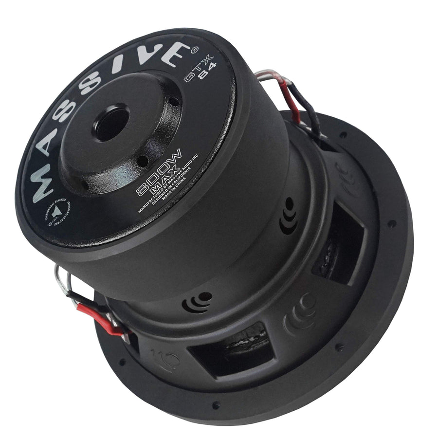 8 Inch Massive Audio GTX84 Dual 4 Ohm Subwoofer | 600W Max Power, High-Performance Car Audio Sub – Deep Bass, Vented Motor, Pressed Paper Cone, Heavy-Duty Build