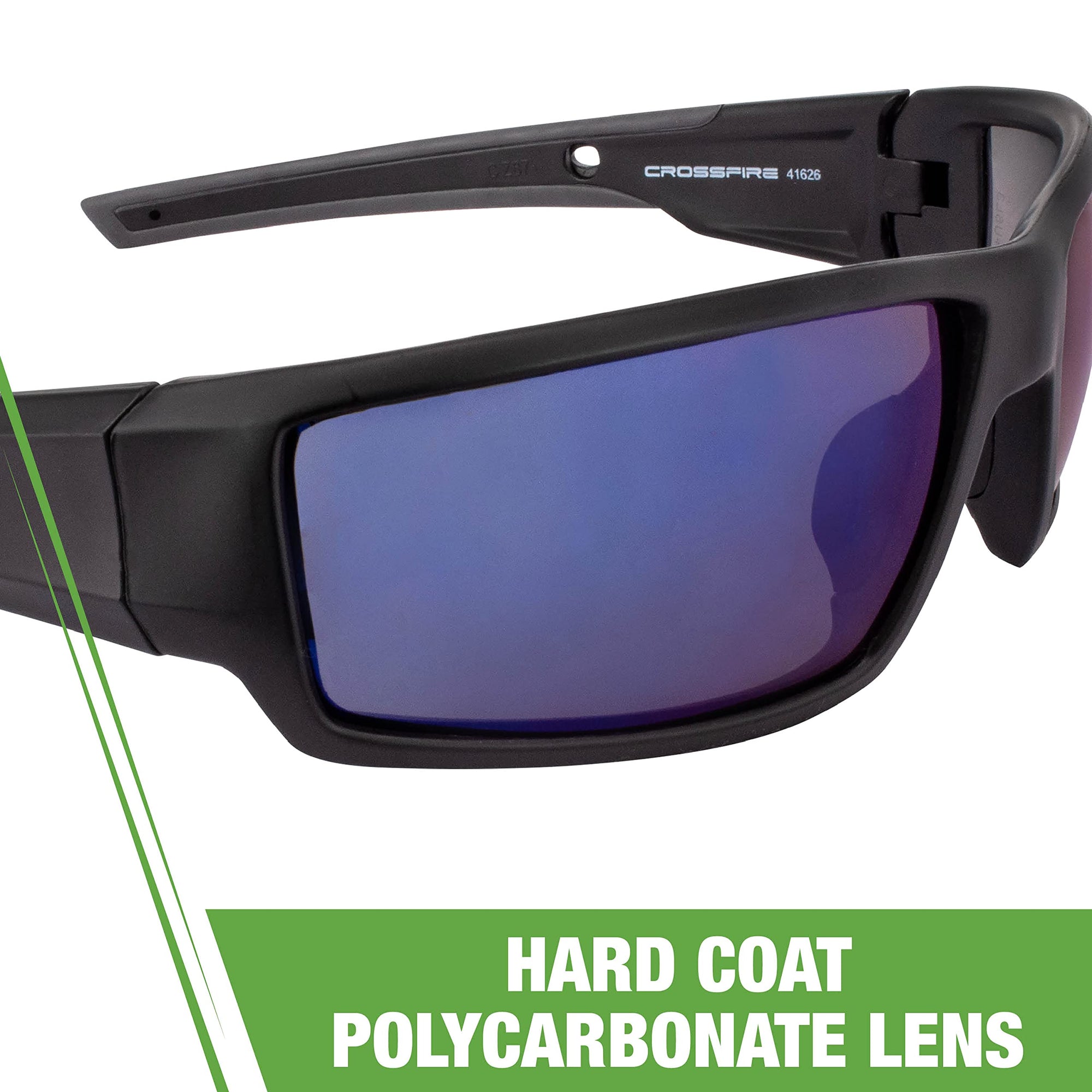 Cumulus Mirror Lens Blue and Matte Black Frame Safety Glasses