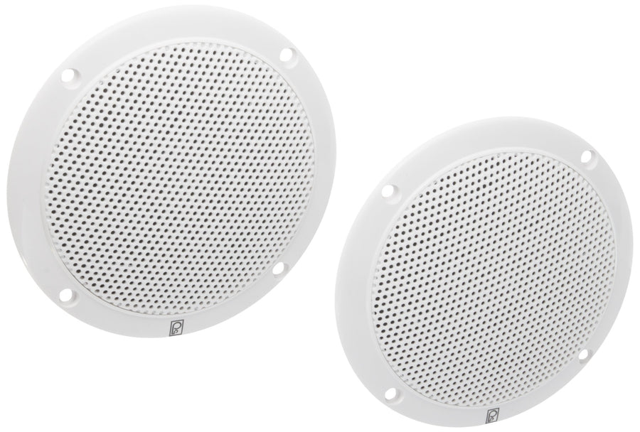5-Inch Poly-Planar Round Flush-Mount Marine Speakers, White (Pair) MA-4055W