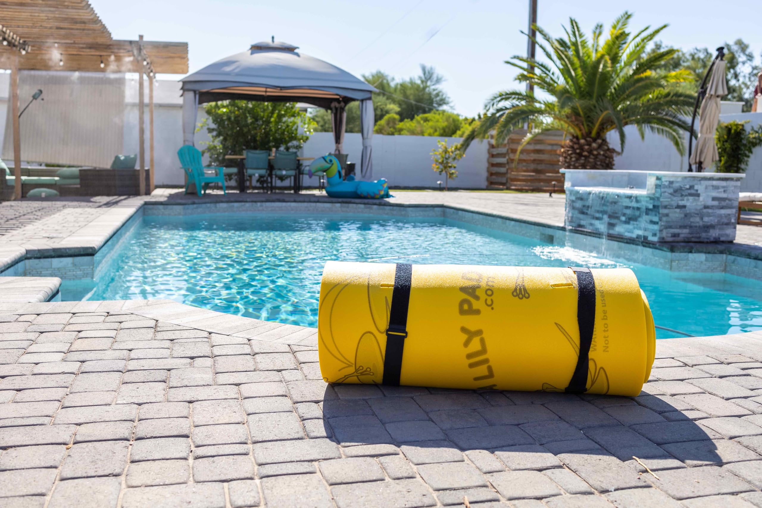 Aqua Lily Pad Floating Tadpole Pool Mat Foam Mattress Lounger Water Float with Pillow Straps and Bag for Swimming Pools and Lakes, Green/Yellow
