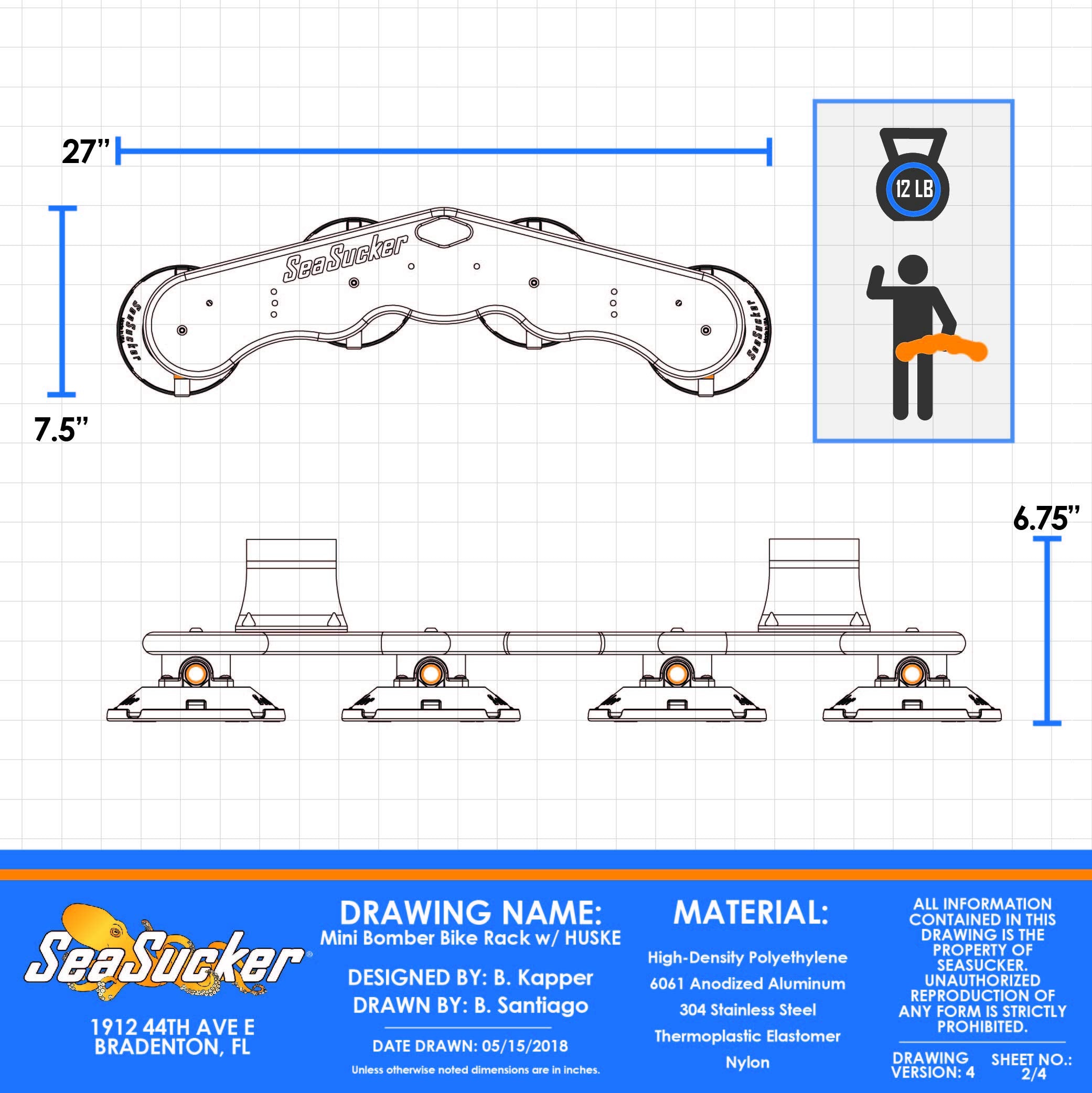 SeaSucker Mini Bomber Bike Rack for Two Cars USA Made Racks SUV, Sedan, Hatchback, RV, BMW, Honda, Tesla, Mazda and Every Other Car No Hitch Mount, Full Safety, Zero Damage, Travel Friendly Carrier