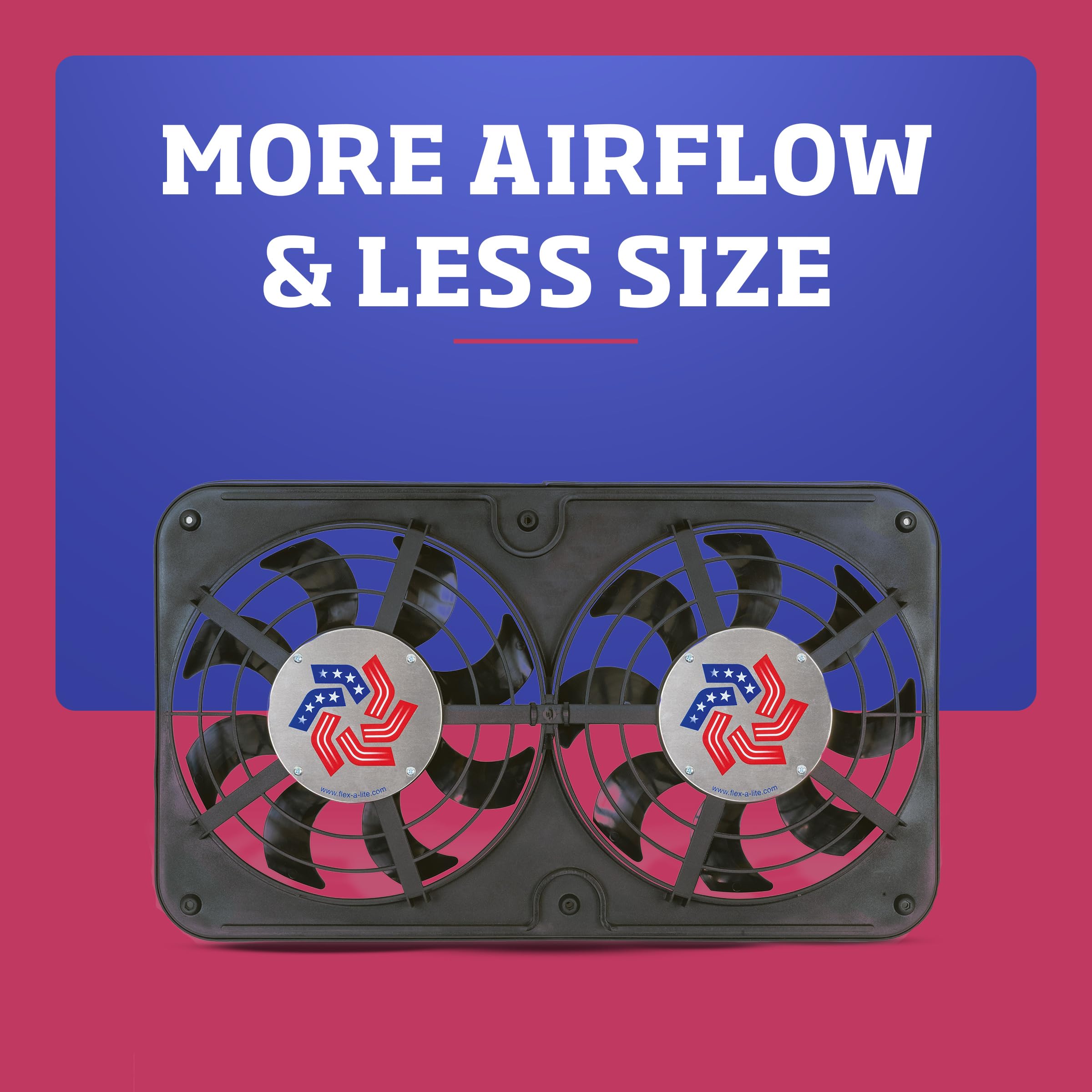 Flex-A-Lite Dual S-Blade Lo-Profile Electric Fan with Variable Speed Controller, Puller Fan (410), Car Accessories, 12-1/8 Inches , Black