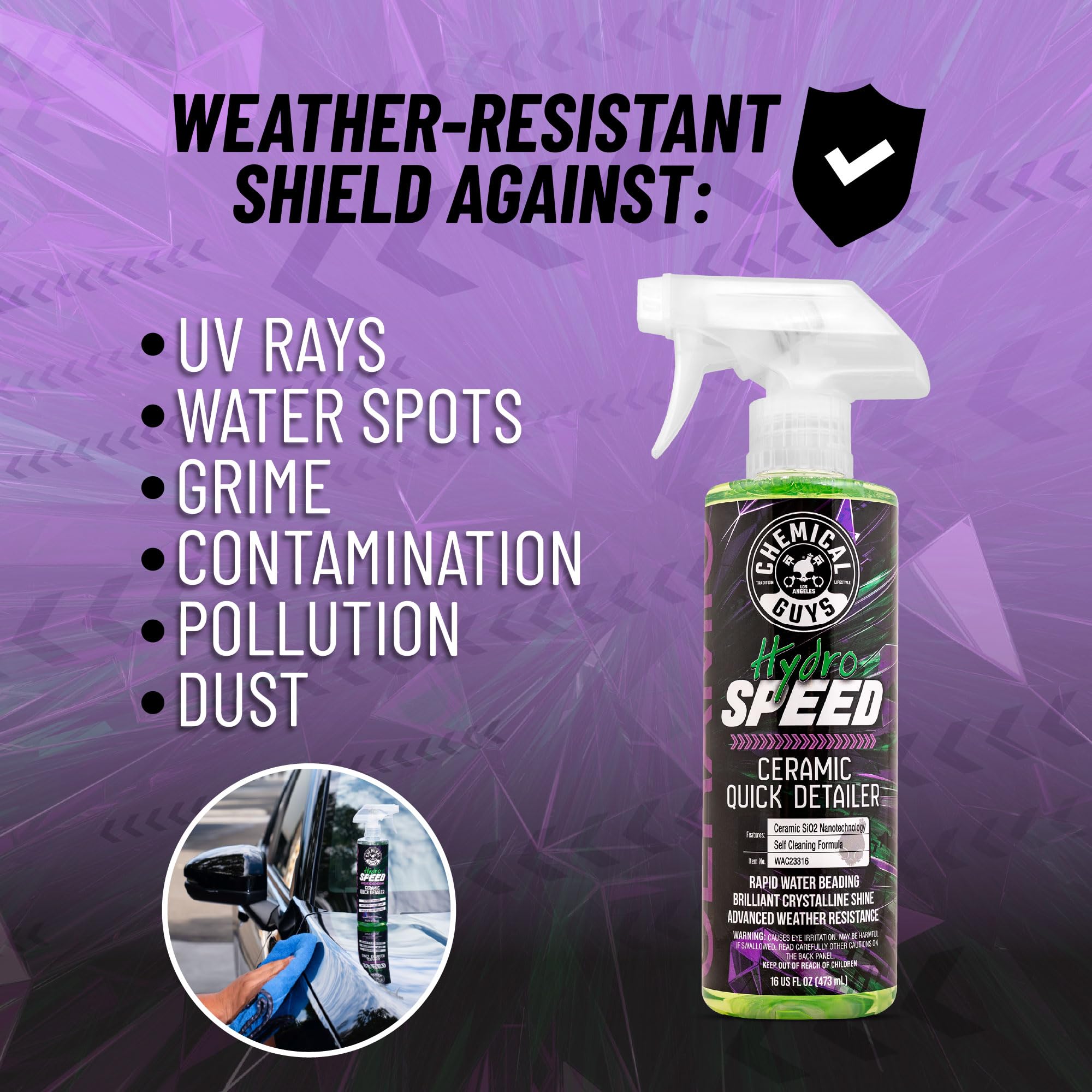 Chemical Guys HydroSpeed Quick Detailer Ceramic Spray - SiO2 Shine Car Detailer Spray for Cars, Trucks, SUVs, Motorcycles and RVs, Boosts Gloss, Hydrophobic Protection and Slickness, 128 oz