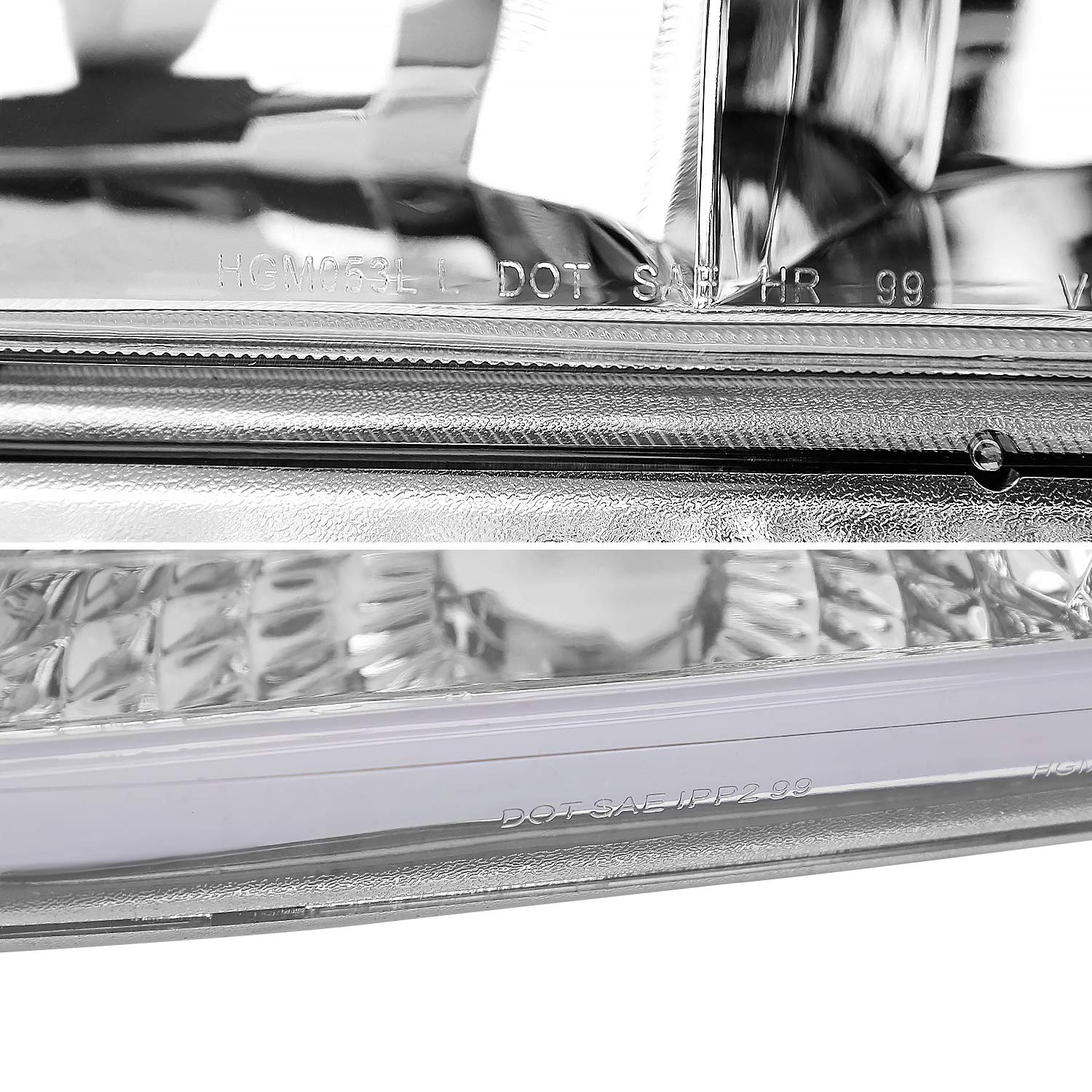 Chrome Housing Spec-D Tuning LED Bar Clear Lens Headlights + Bumper Lights 4PC Clear Reflector Compatible with Chevy Silverado 1999-2002, 00-06 Tahoe Suburban, L+R Pair Assembly