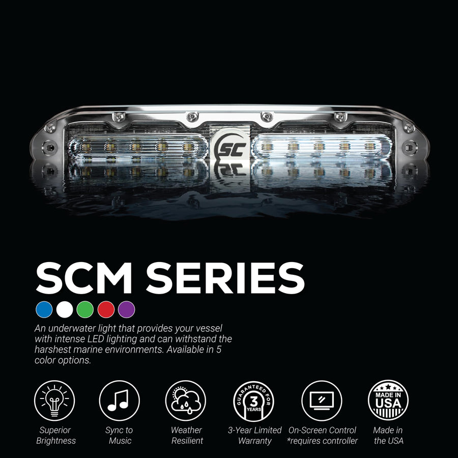 Great White Shadow-Caster SCM-10 LED Underwater Boat Light - 316 Stainless Steel Housing - Polycarbonate Lens - IP68 Fully Submersible Waterproof