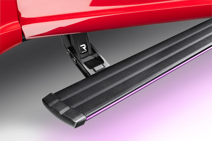 AMP Research PowerStep Vision RealTruck | Fits 2018-2024 RAM 1500 & Classic/2500/3500 | 96239-01A | Rust Proof Aluminum Retractable Electric Steps with LED Step Lights