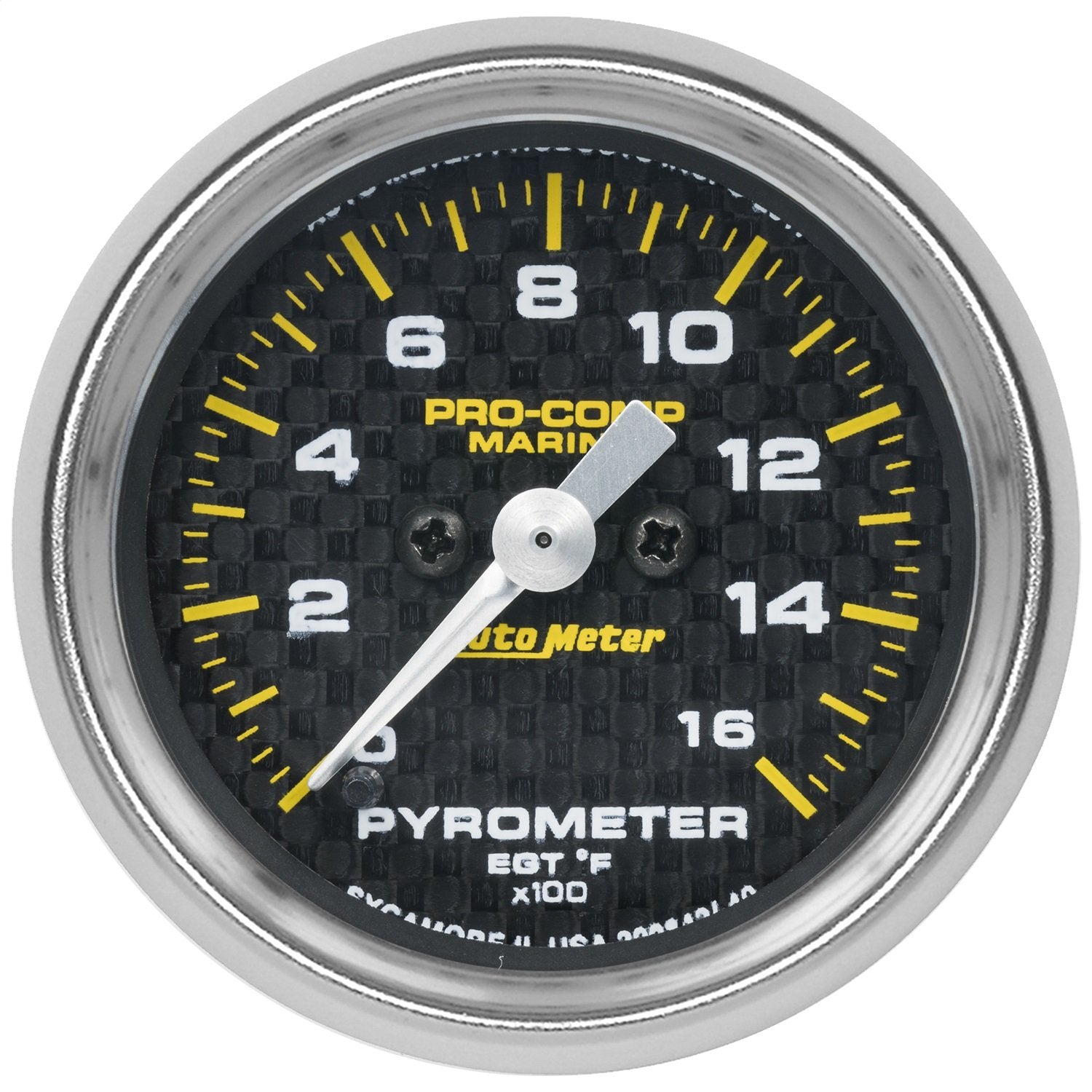 Auto Meter Gauge 200842-40, Pyrometer, 2 1/16", 0-1,600ºf, Marine Carbon Fiber