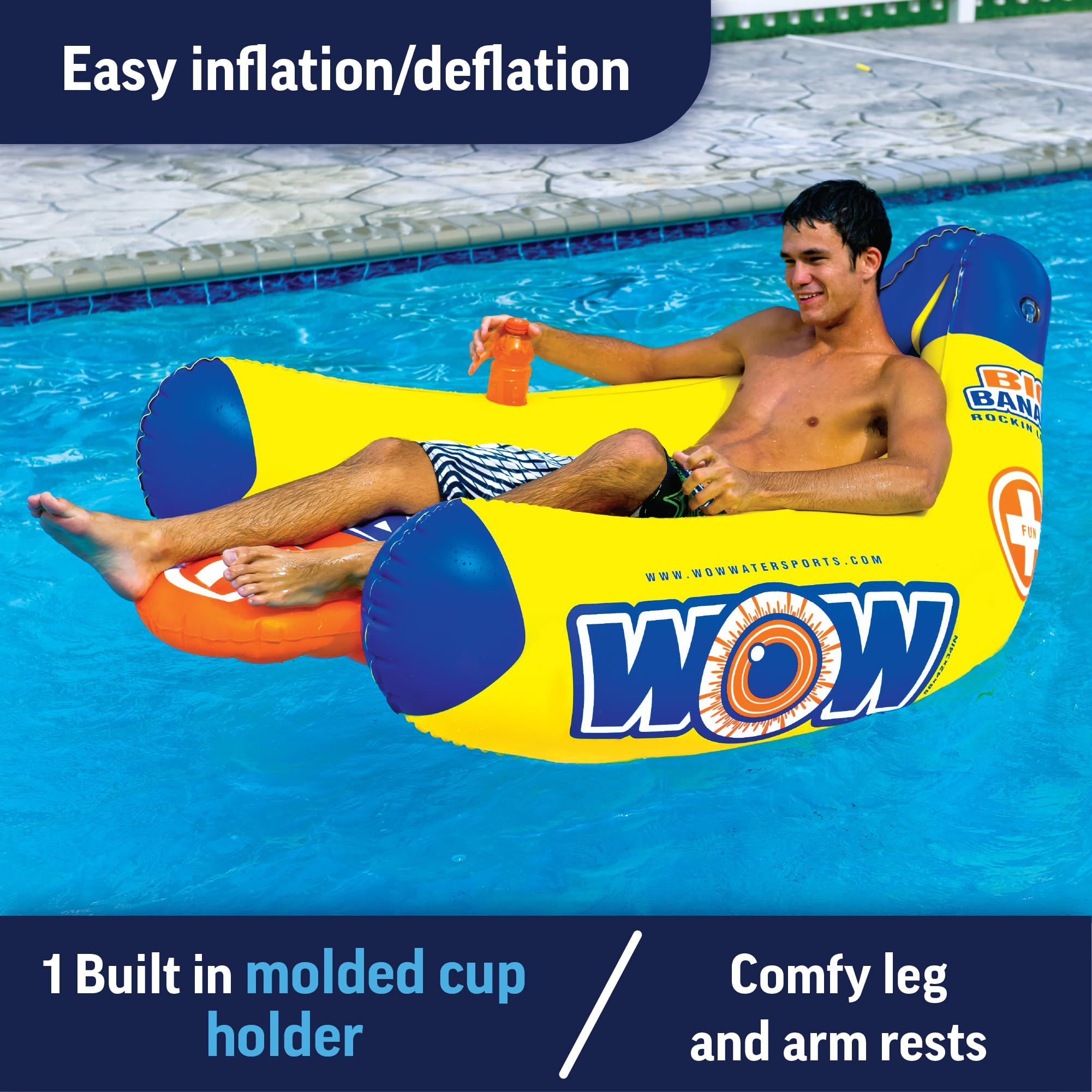 Big Banana WOW Sports - Rockin Lounge - Floating Pool Chair - Inflatable Pool Float - Pool Lounge