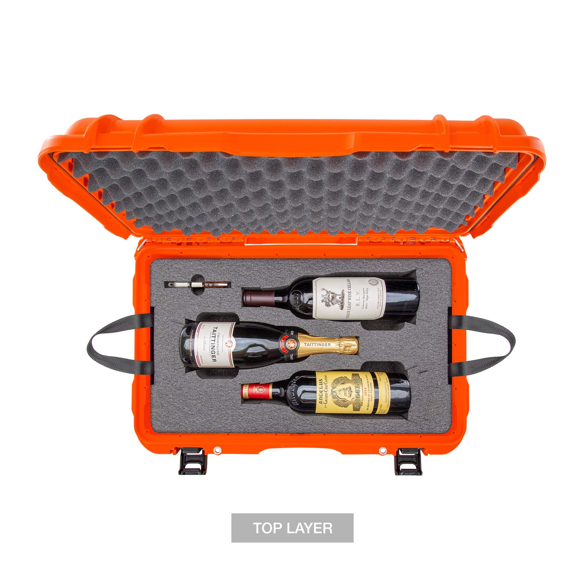 Protective Travel Case Nanuk 938 for 6 Bottles of Wine w/Wheels and Extendable Handle, TSA Approved - Orange (938-6BTLS3)