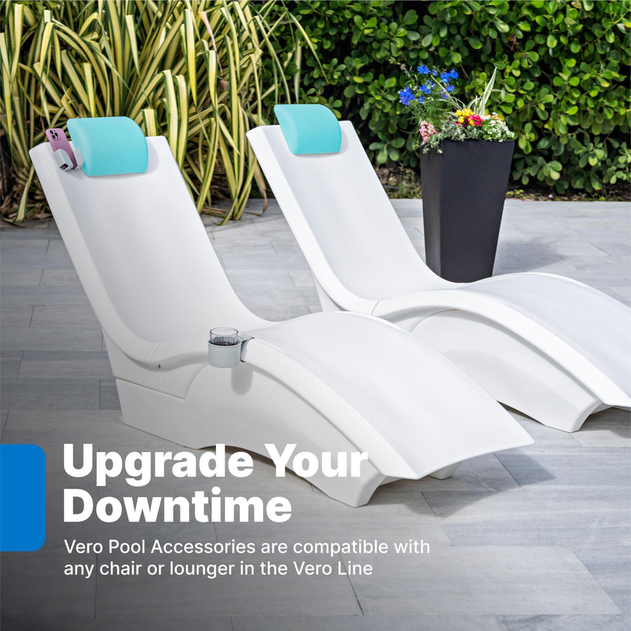 Step2 Pool Lounger Vero Accessories, Poolside Pillow, Cup Holder, Phone Holder, Compatible with Vero Collection, Waterproof, Indoor/Outdoor Use, Made of Durable Plastic, Blue