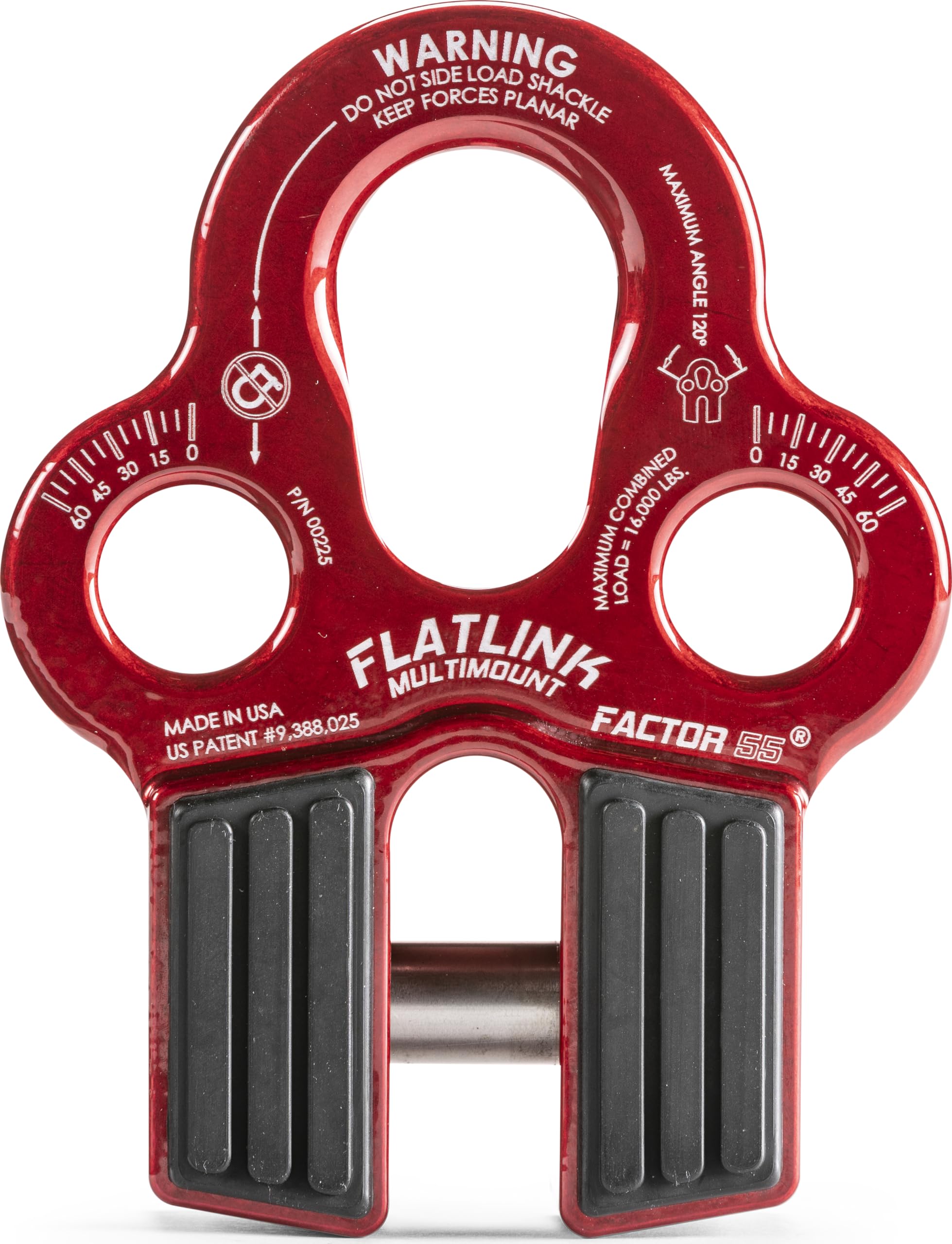 Flatlink Factor 55 Multi-Mount Winch Cable Shackle Mount, Designed for Steel Cables and Synthetic Winch Ropes with Load Capacity: 16,000 lbs - Red