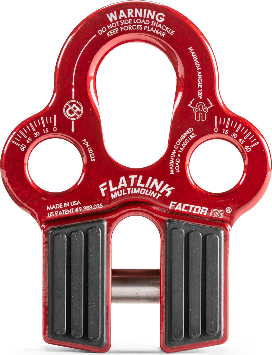 Flatlink Factor 55 Multi-Mount Winch Cable Shackle Mount, Designed for Steel Cables and Synthetic Winch Ropes with Load Capacity: 16,000 lbs - Red