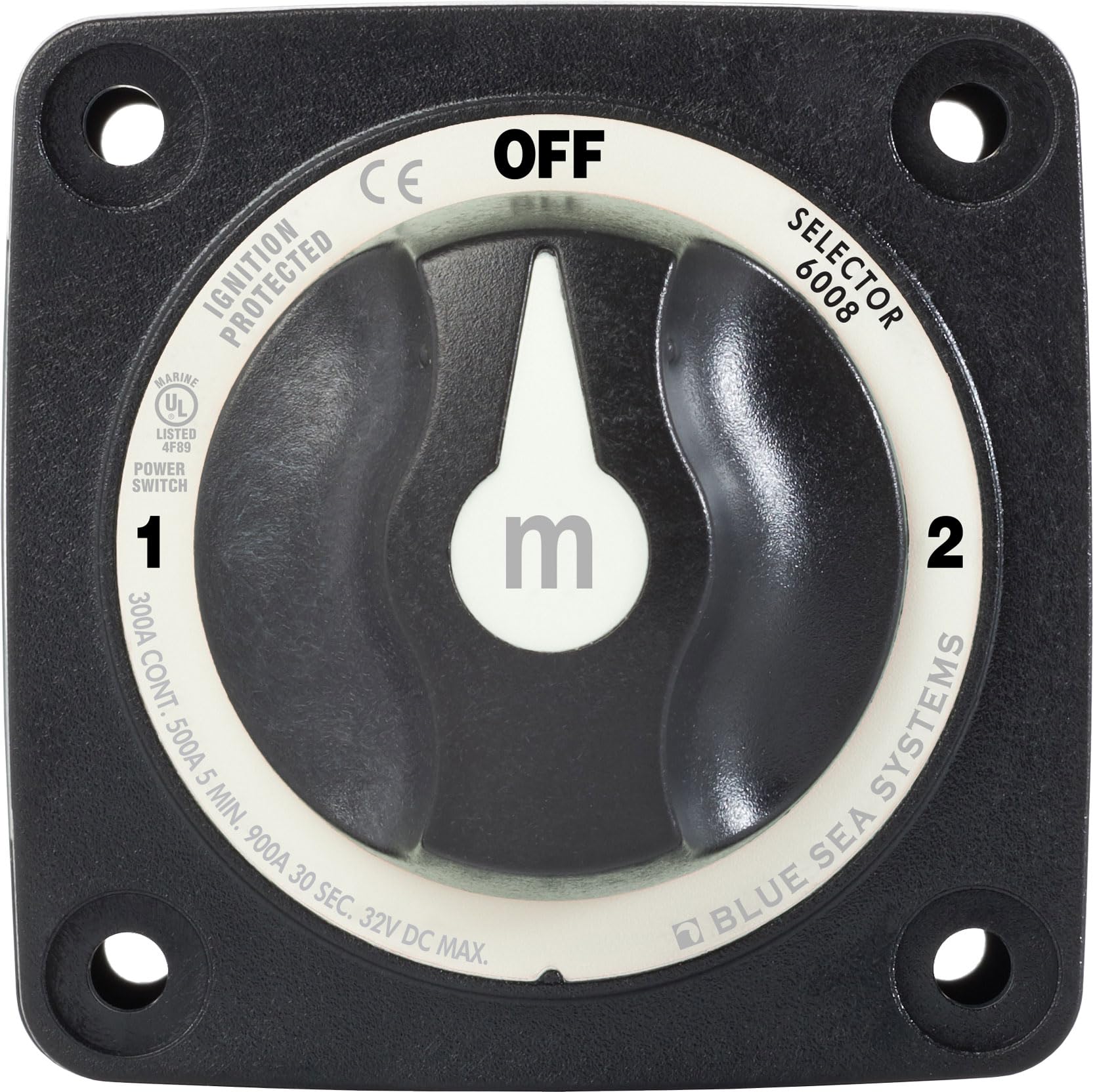 Blue Sea Systems m-Series Mini Battery Switch 6008200 3 Position Selector, Black