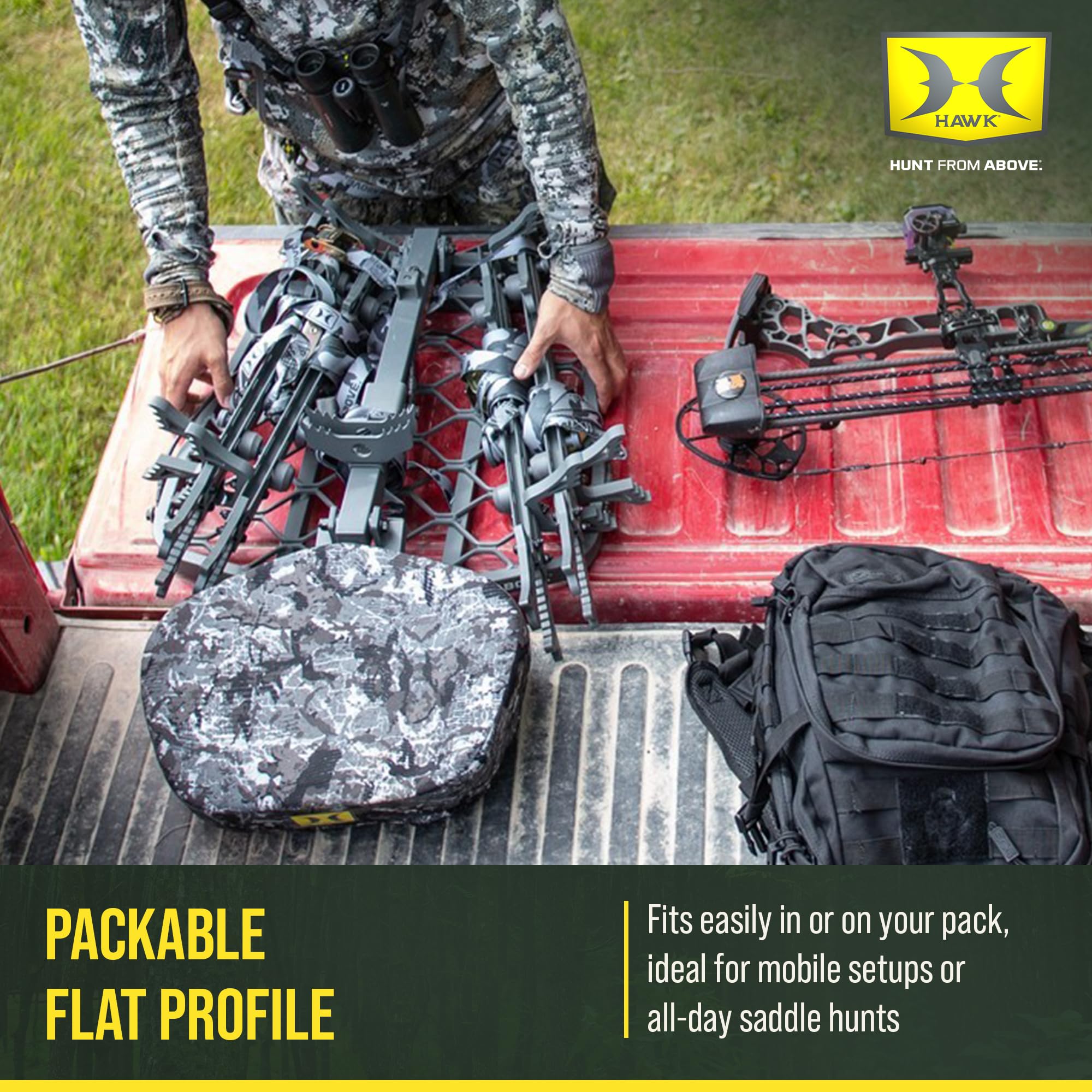 Hawk Hang-On Ultra Lite, Lightweight Tree Stand Hunting Gear with Memory Foam Seat, Foot Rest for Mobile Hunters, Quiet Step, 27.25 x 20.5 Inch