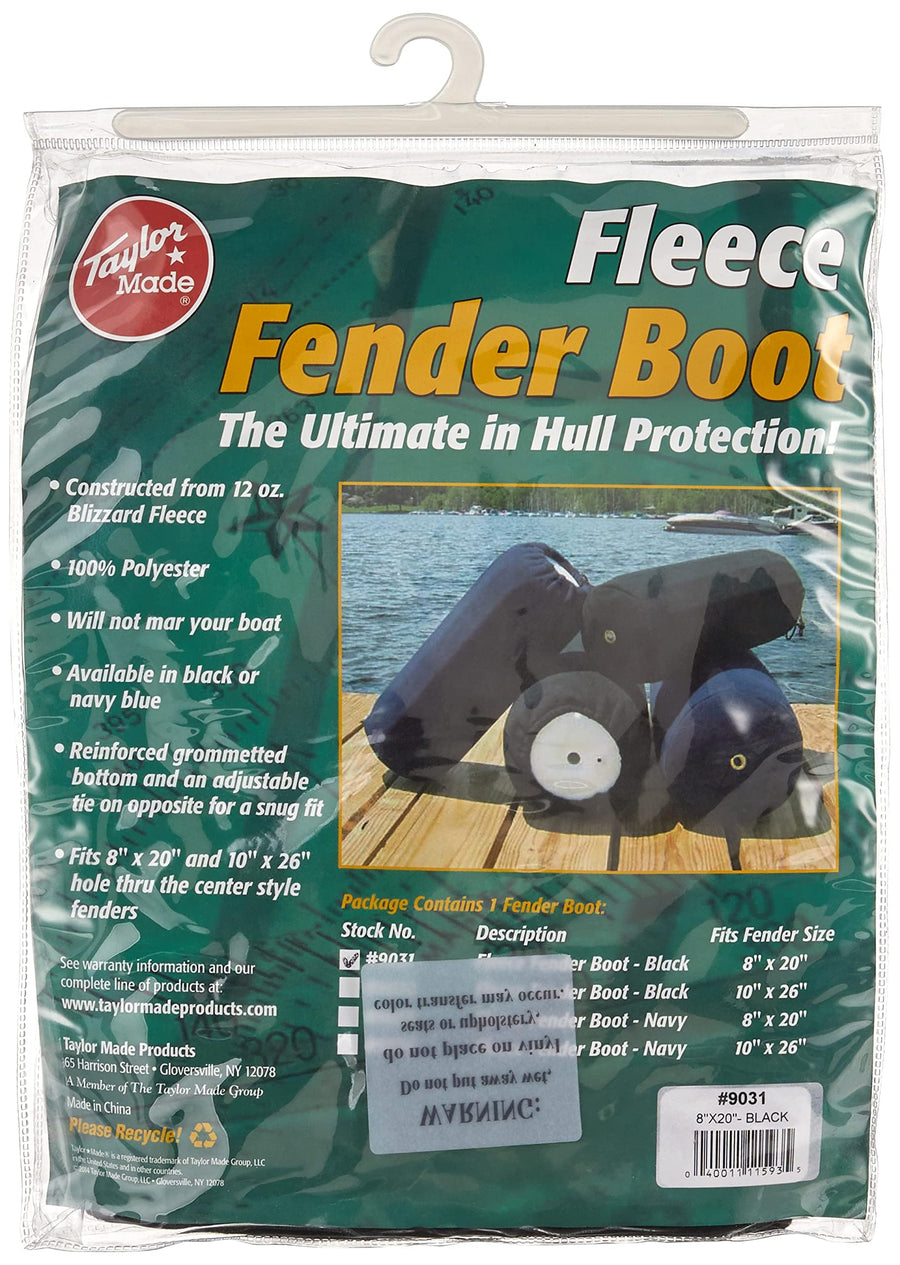 Fleece Boat Fender Cover Taylor Made Products for Center Rope Tube Style Fenders (8" x 20", Black)