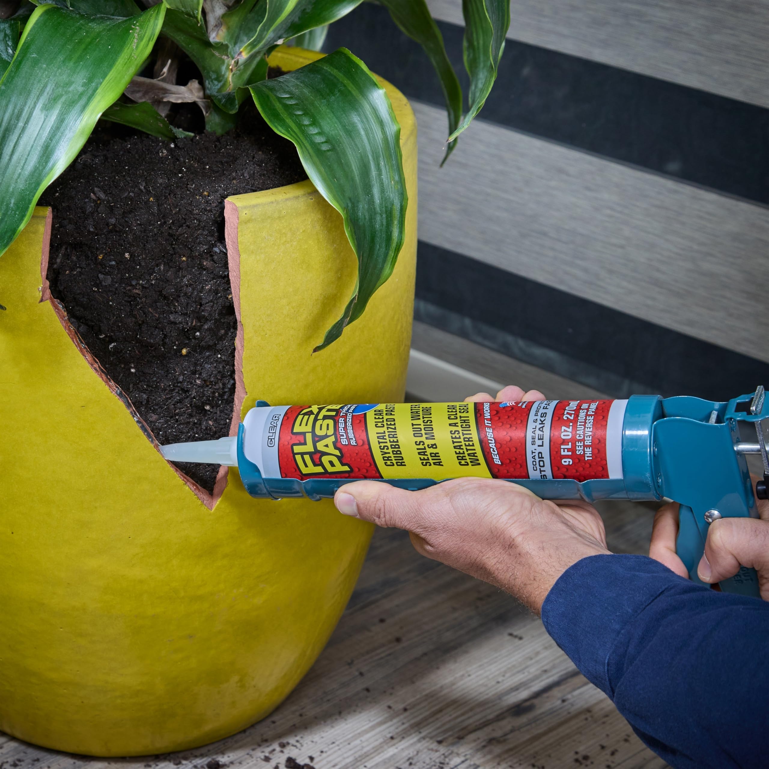 Flex Paste, Paintable Waterproof Putty, Spackle Sealant, Fill Gaps Cracks Holes - Block Out Water and Air - UV Resistant - Walls, Drywall, EPDM, Concrete, Roof, RV Repairs, Clear, Cartridge