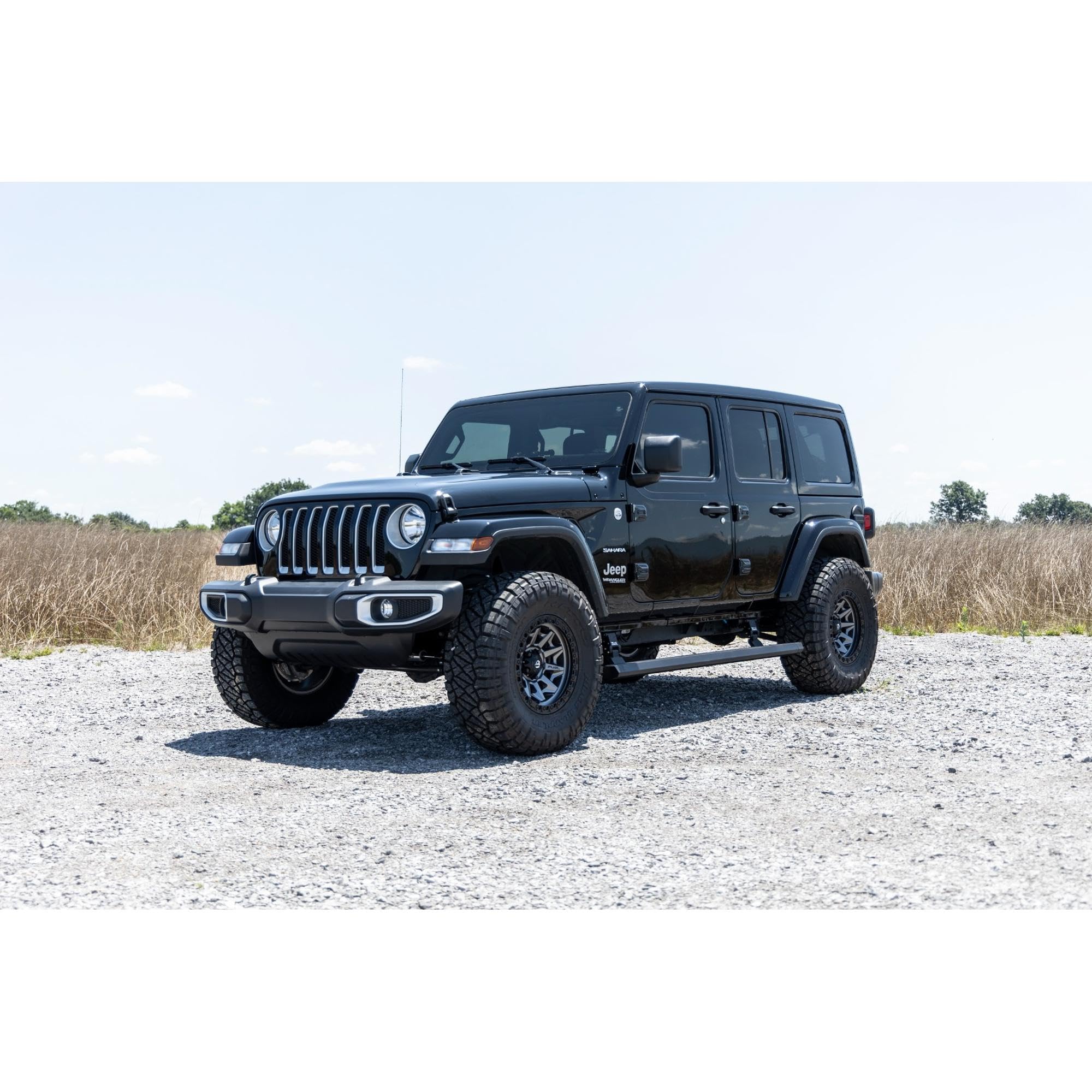 Rough Country 2.5" Lift Kit for Jeep Wrangler Unlimited 4-Door w/ M1 Shocks (2024-2025) - Tuned Suspension Upgrade for On-Road Comfort & Off-Road Control