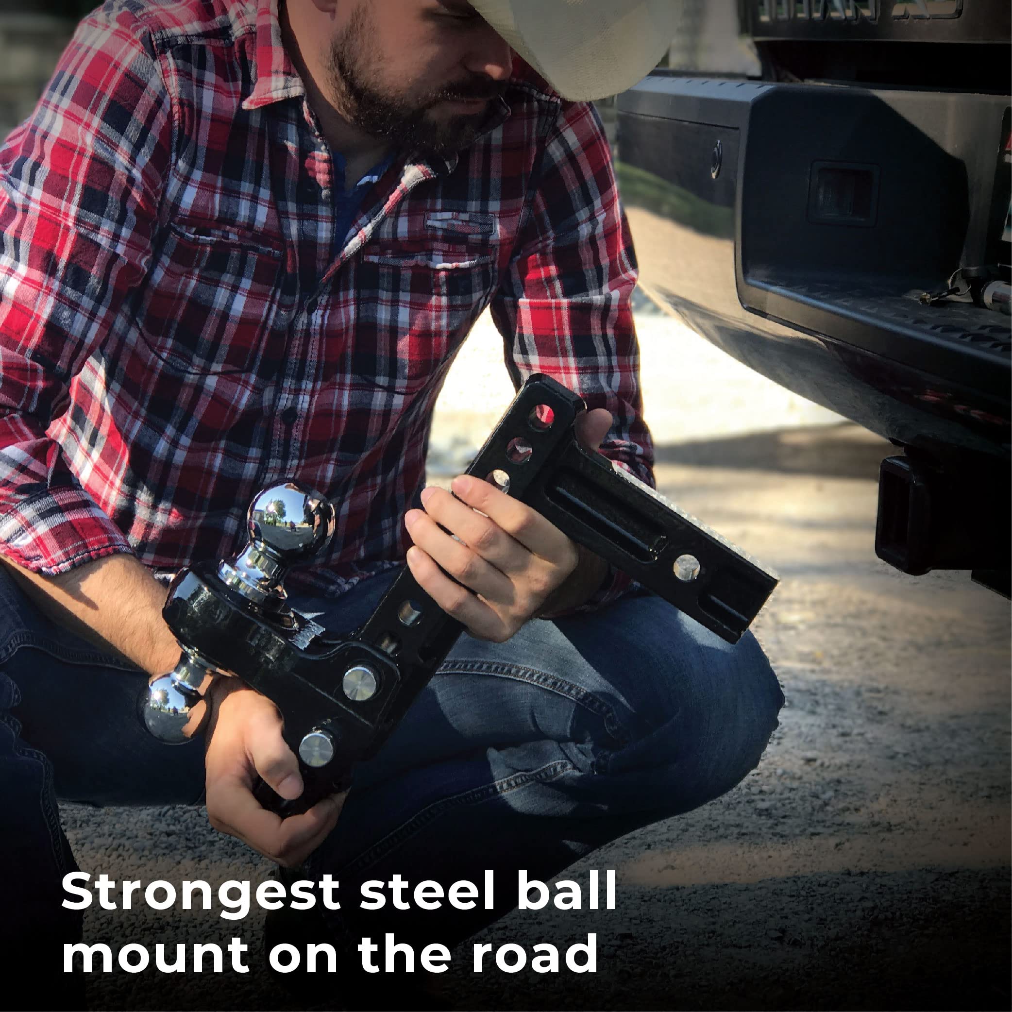 Fastway Solid Steel Flash 49-00-5900 Adjustable Steel Ball Mount with 10 Inch Drop, 2 Inch Shank, and Chrome Plated Balls