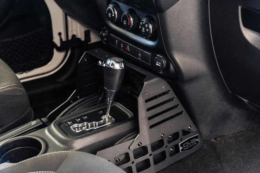 Center Console Molle Panels & Device Bridge DV8 Offroad for The 2007-2018 Jeep Wrangler JK | Manual & Automatic Transmissions | Mounts for Device Holders for Phones, GPS, CB/Ham Radio, Tablet, etc