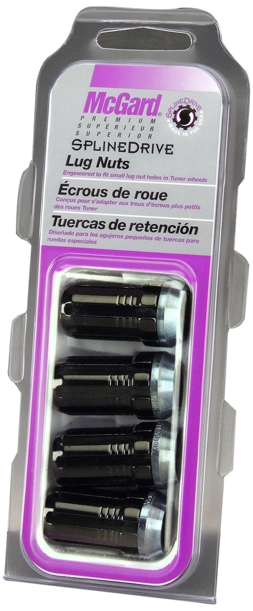 SplineDrive McGard 65315BK Black Cone Seat Lug Nuts (M14 x 1.5 Thread Size) Set of 4