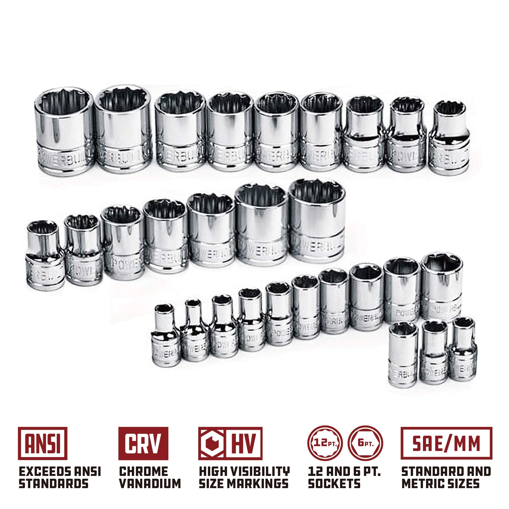 640071 Powerbuilt Socket Set, 33-Piece