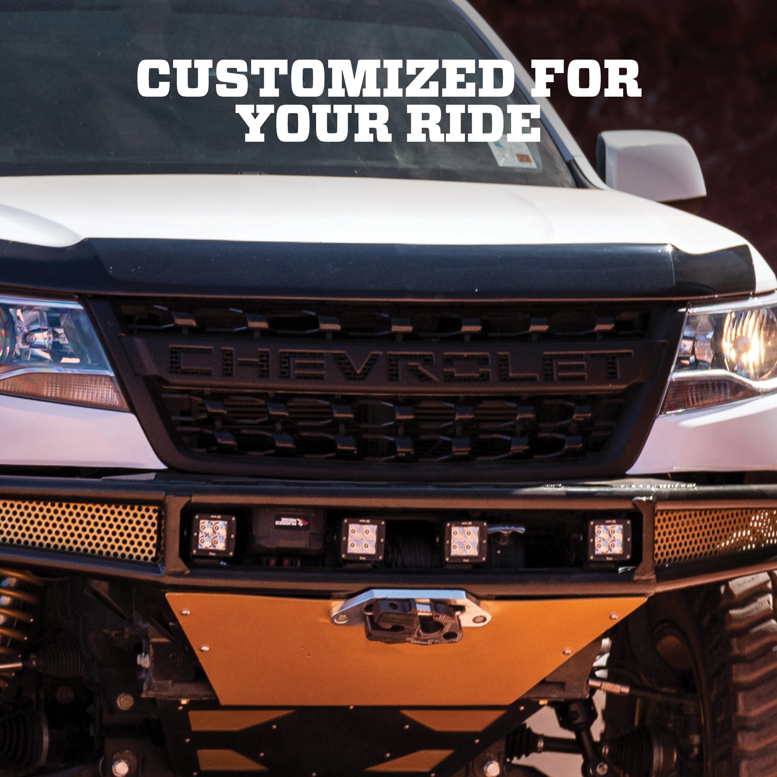 Aeroskin Hood Protector Husky Liners | Fits 2024-2025 Mitsubishi Triton & L200 | Low Profile Deflector/Bug Shield - 1 pc., Chrome | 2892236