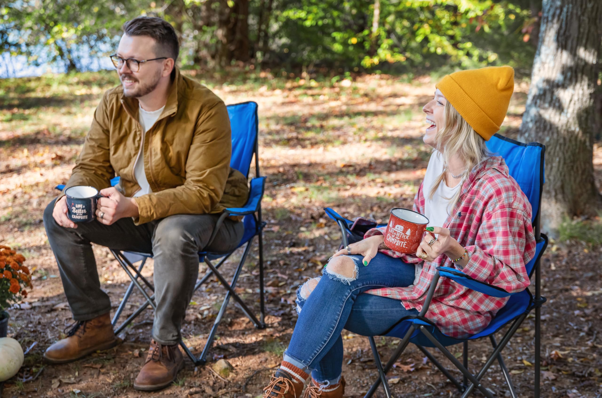 Ceramic Coffee Mug Camco Life is Better at The Campsite - Microwave and Dishwasher Safe - Features Speckled Blue Background with Life is Better at the Campsite Design - Coffee Cup Holds 14oz. (53473)