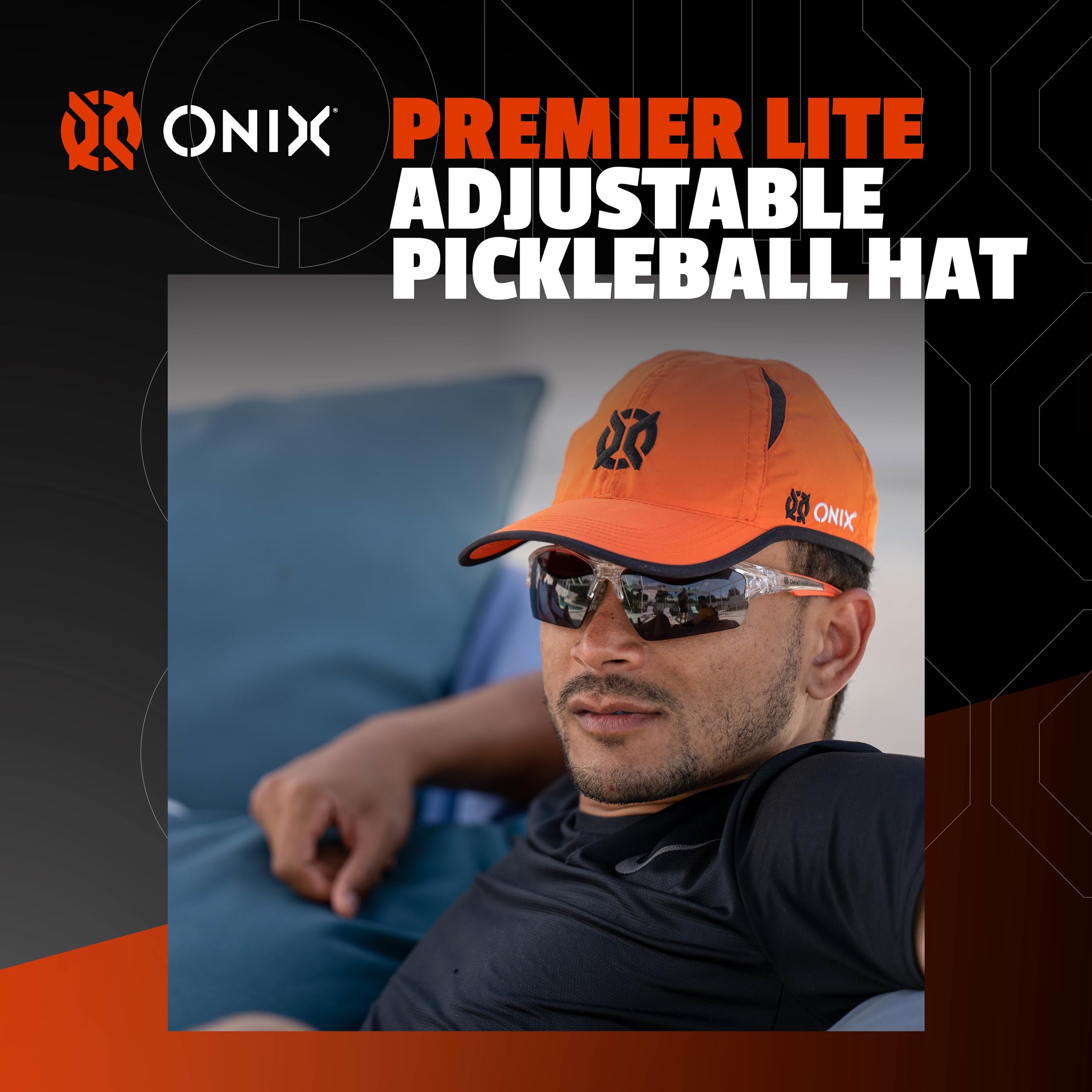 Onix Adjustable Premier Lite Pickleball Hat - Lightweight Moisture-Wicking Material, Improves Ventilation to Stay Dry Made from Recycled Materials, Orange