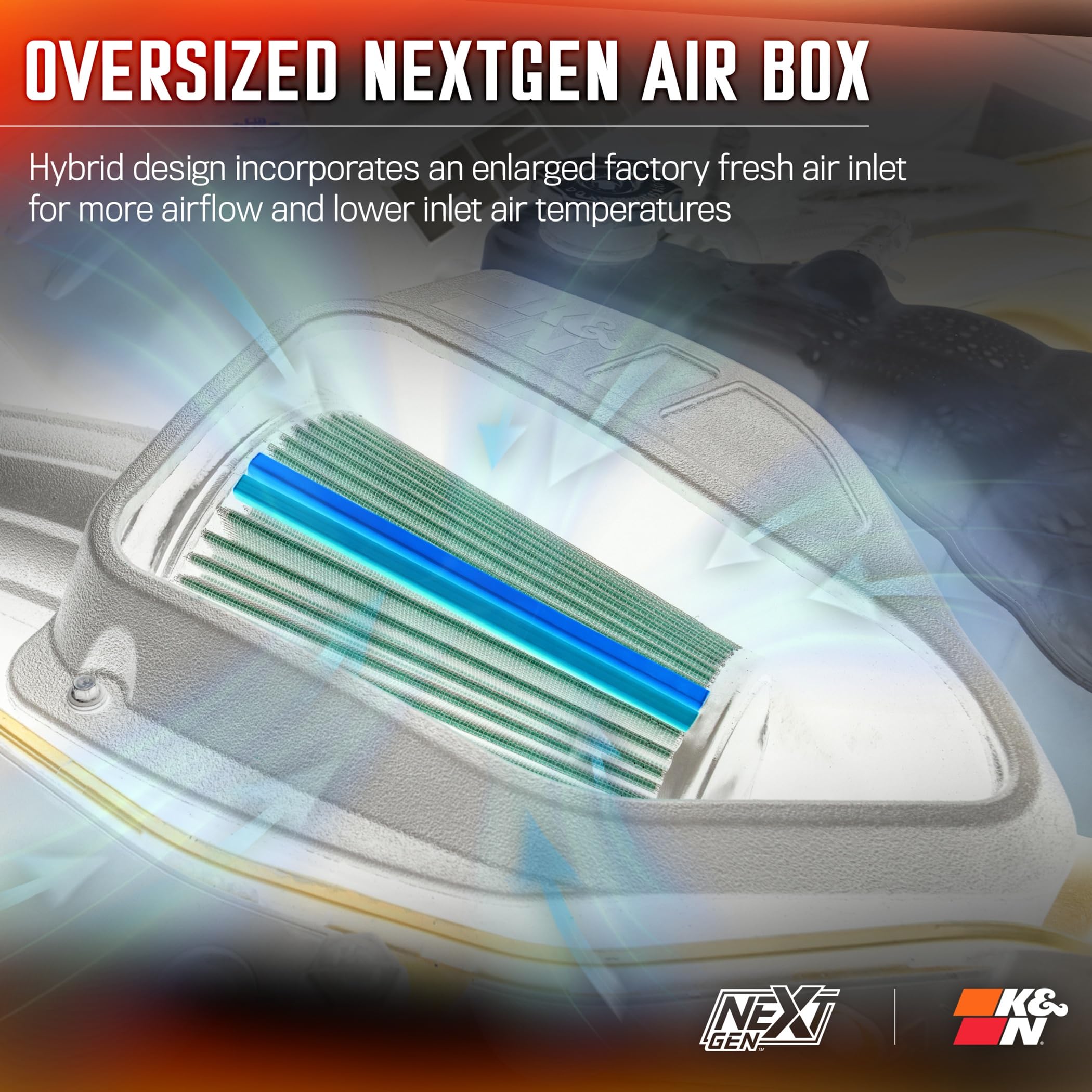NextGen K&N Cold Air Intake System: High-Flow Cotton Filter: Compatible with 2020-2022 Ford: F250, F350, 50-2593
