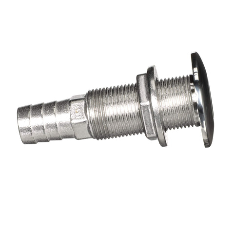 Stainless Steel Attwood 66547-3 Straight Thru-Hull Valve Fitting, Barbed, Standard Length, for 3/4-Inch Interior Diameter Hose