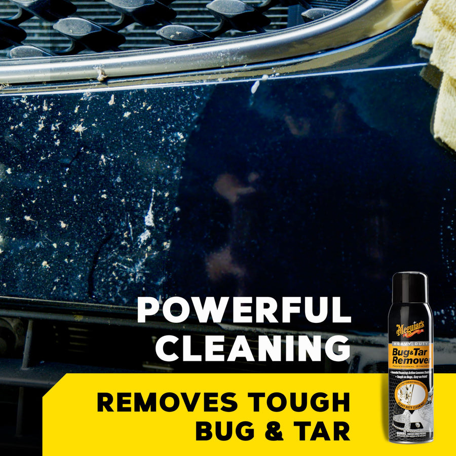 Heavy Duty Meguiar's Bug & Tar Remover, Quick Bug and Tar Remover Spray for Detailing, Pro Strength Clear Coat Safe Technology with Powerful Foaming Action to Loosen Stuck Bugs, 15 Oz