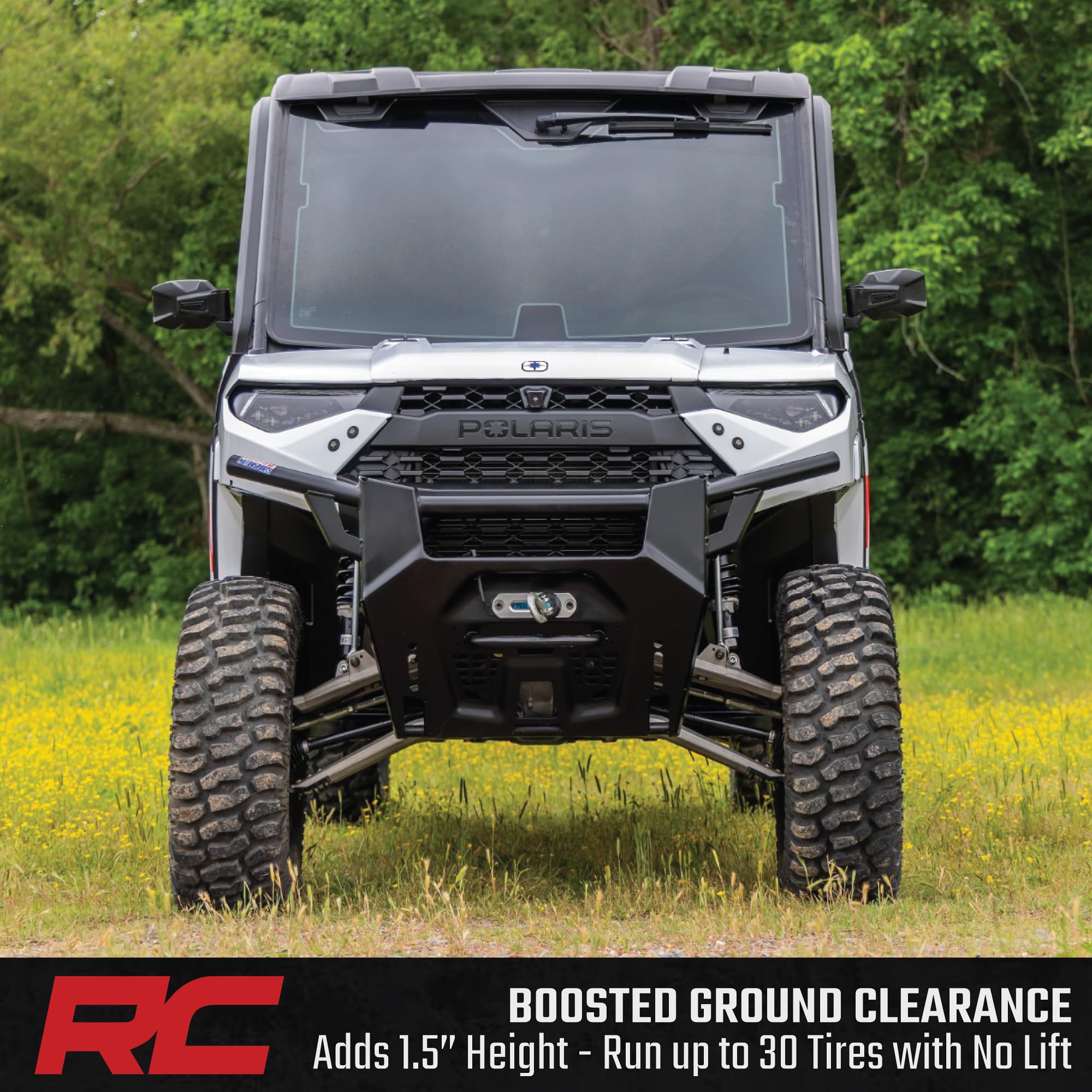 Rough Country High Clearance Control Arms Aluminum with 2" Forward Offset for Polaris Ranger XP 1000 (2021-2025) - Forged A-Arms with Silver Finish, 4-Pack