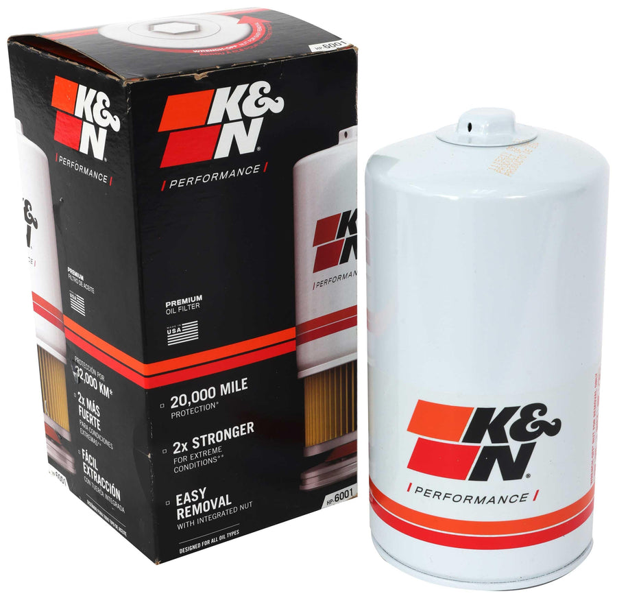 K&N Oil Filter Premium: 20,000 Mile Engine Protection with Wrench Off Nut: Compatible with Select 1994-2003 FORD (See Product Description For Select Models), HP-6001