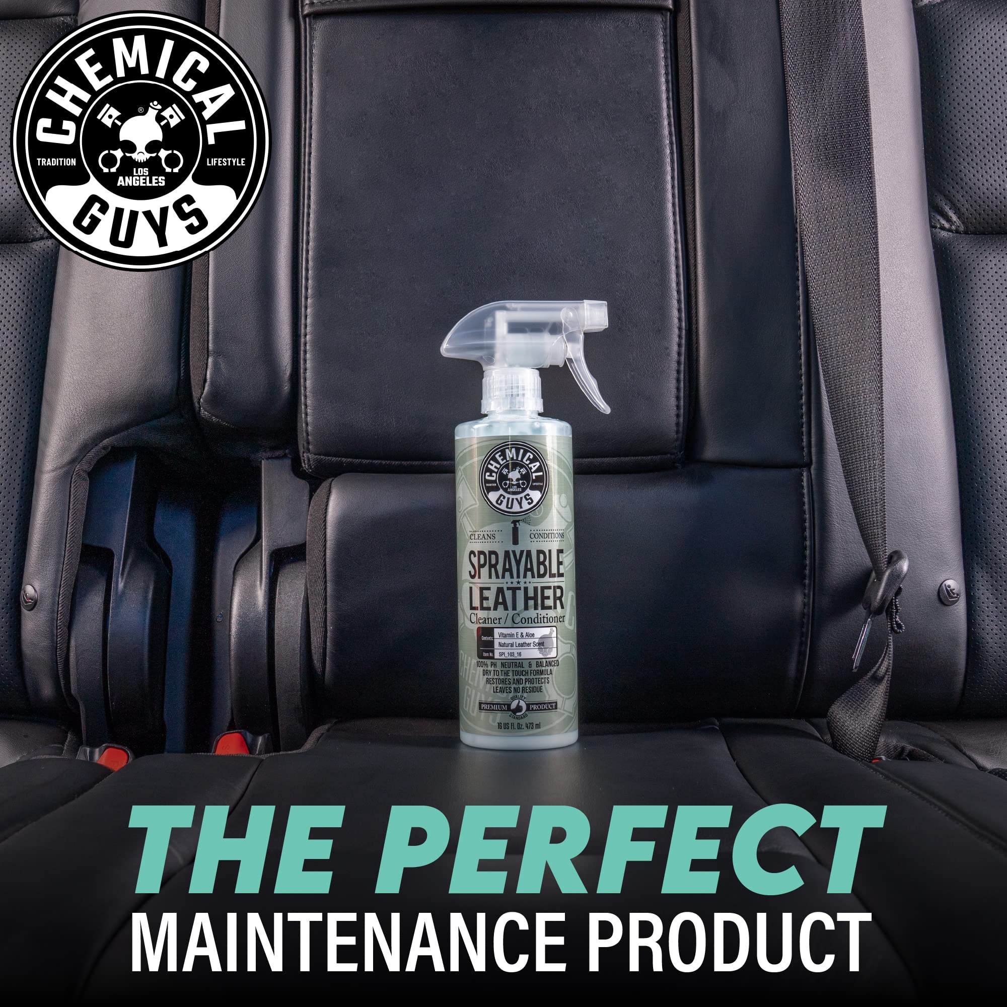 Chemical Guys Leather Cleaner and Conditioner Sprayable in One - Cleans, Conditions, and Protects Leather, Vinyl, Faux & More, Safe for Cars, Furniture & Apparel - 16 oz