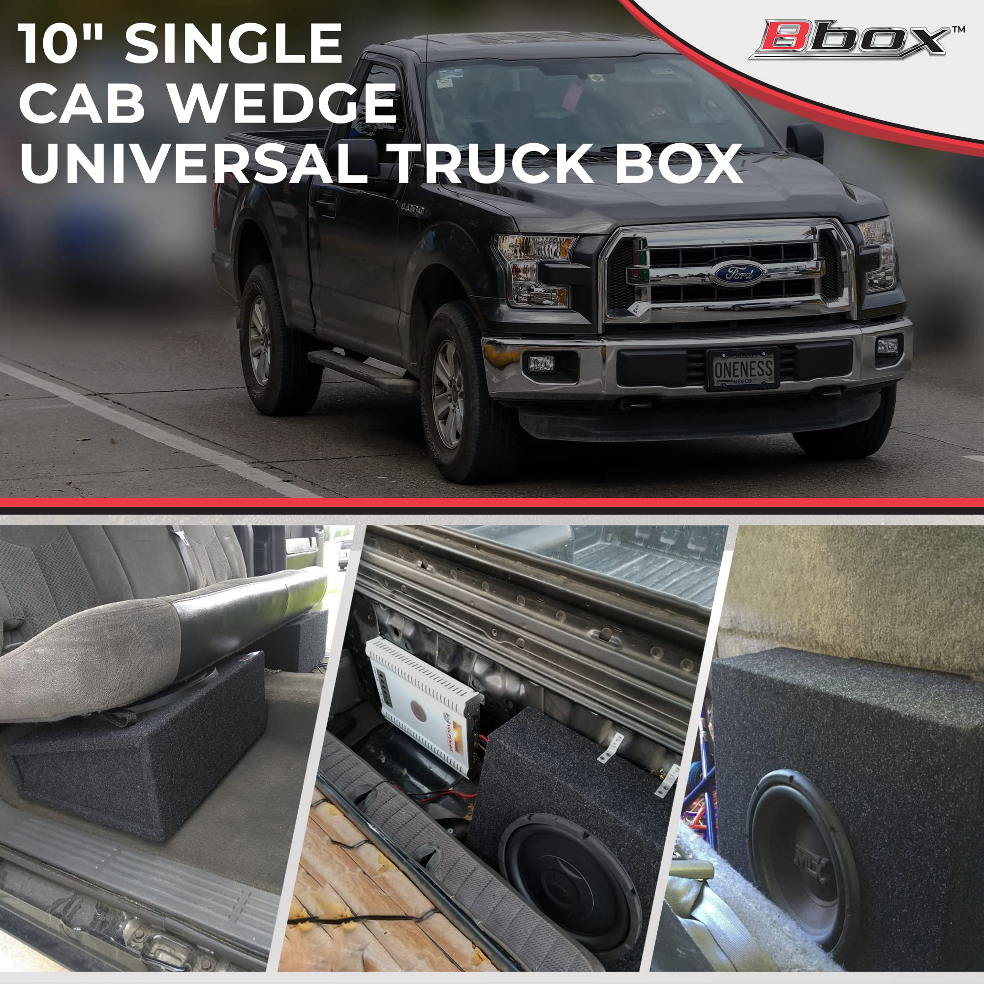 Single 10 in Truck Enclosure Sealed Subwoofer Enclosure Precision CNC-Cut, Premium MDF Construction. Proudly USA Made.